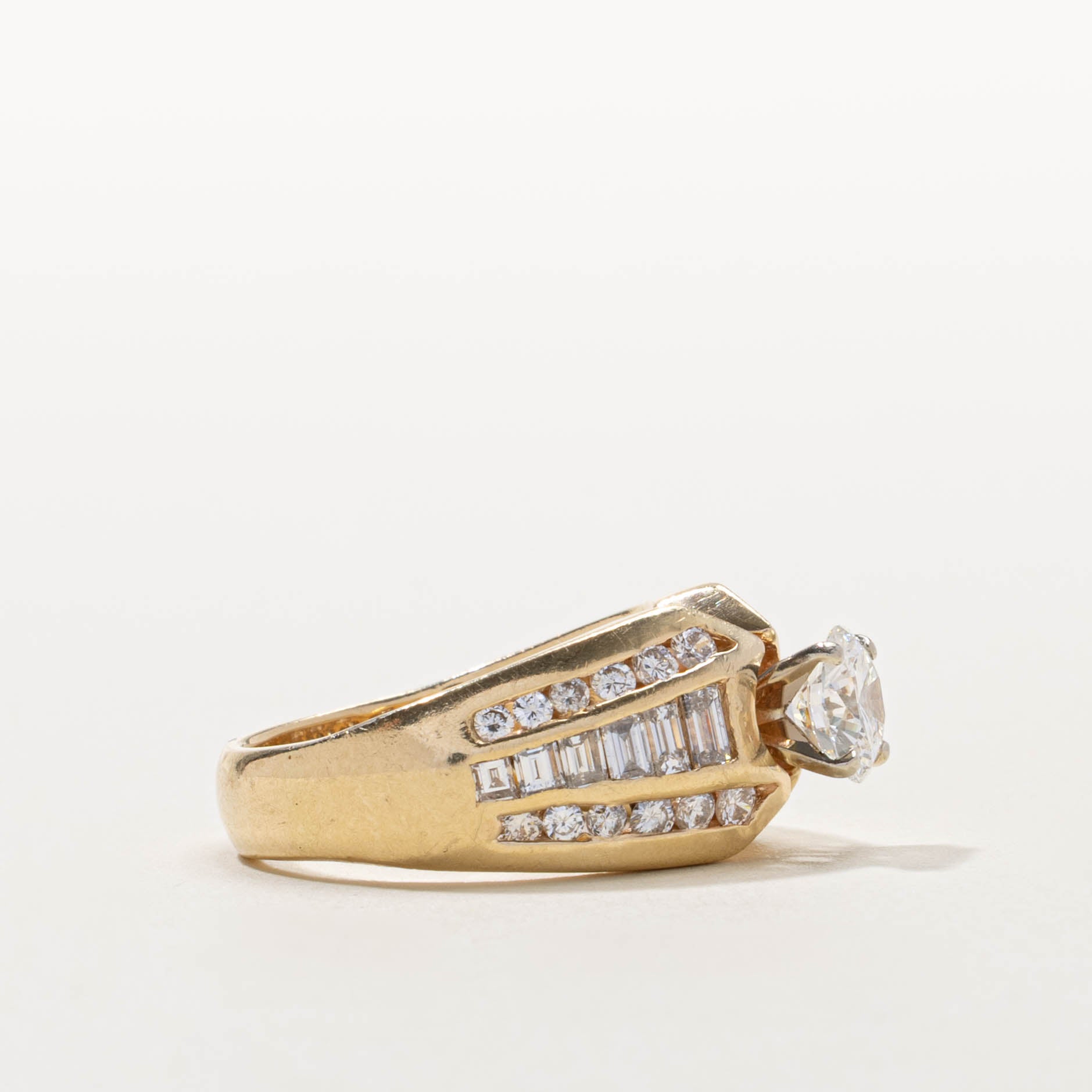 14k Multi Row Baguette Cut Diamond Dome Ring | 2.61ctw | SZ 7.5