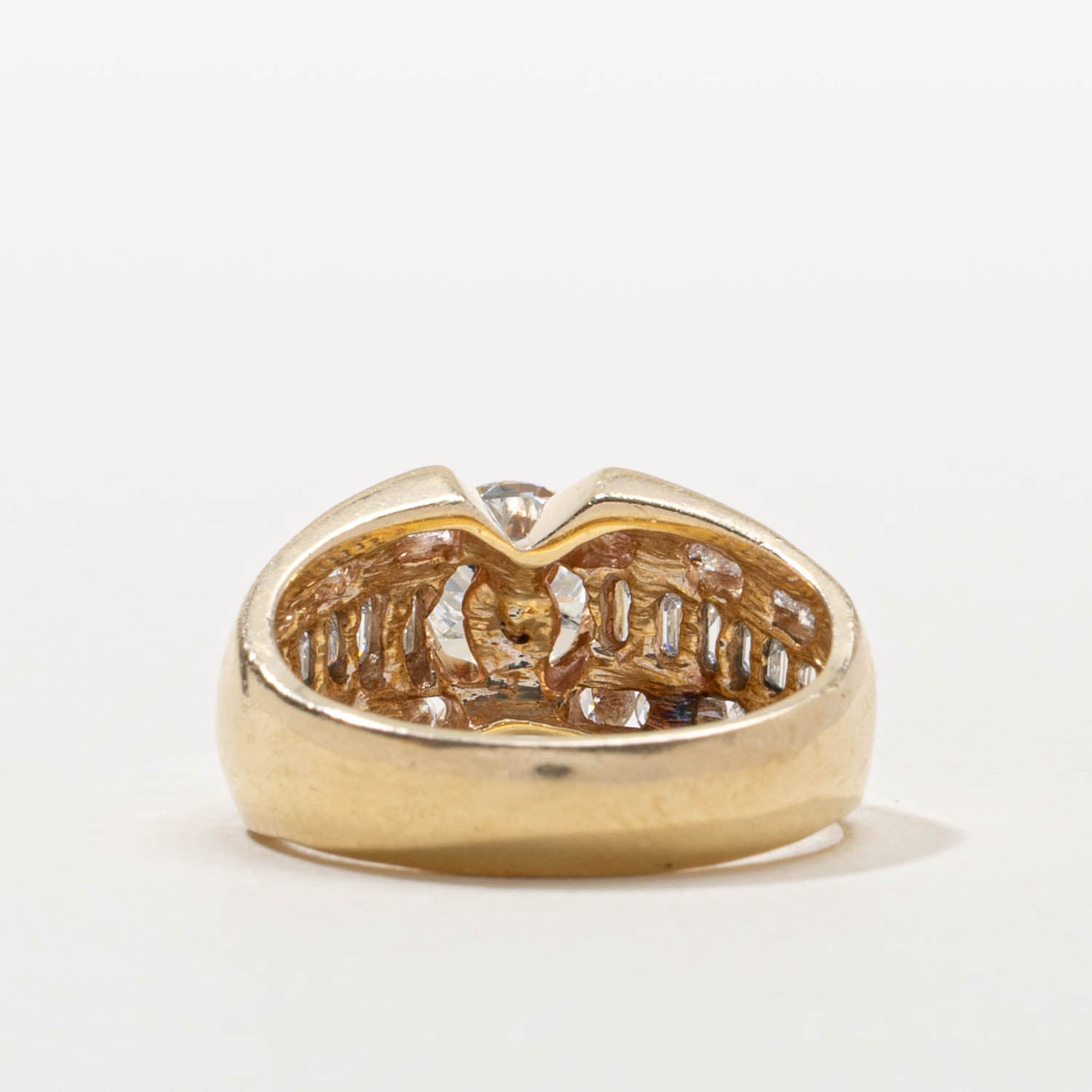 14k Multi Row Baguette Cut Diamond Dome Ring | 2.61ctw | SZ 7.5
