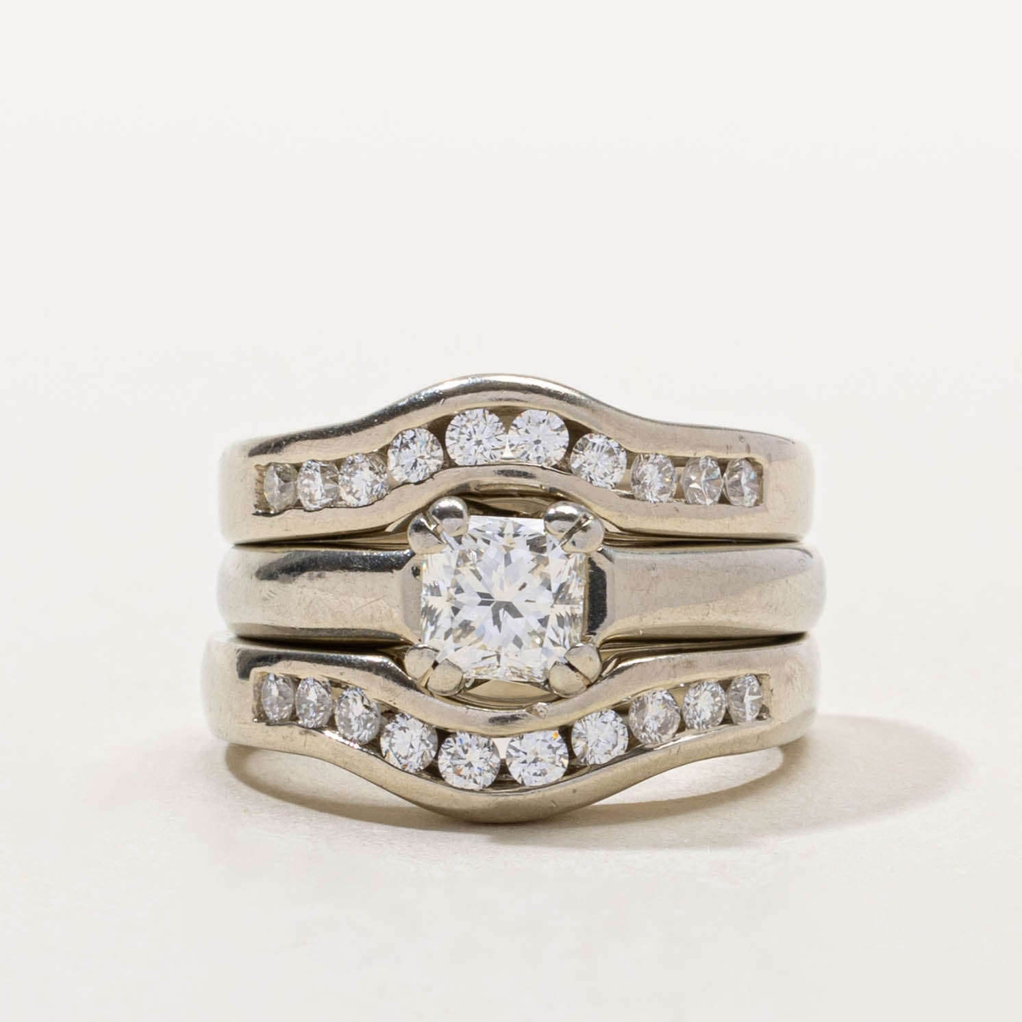 18k Channel Set Diamond Bridal Ring Set | 1.45ctw | SZ 6.75
