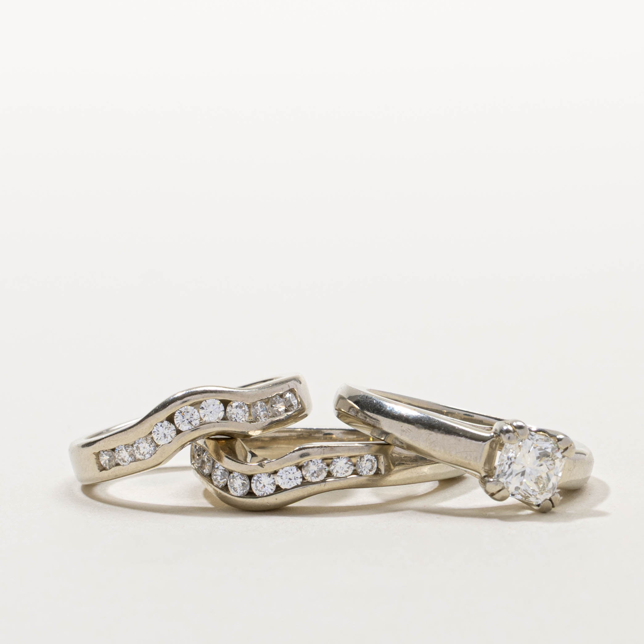 18k Channel Set Diamond Bridal Ring Set | 1.45ctw | SZ 6.75