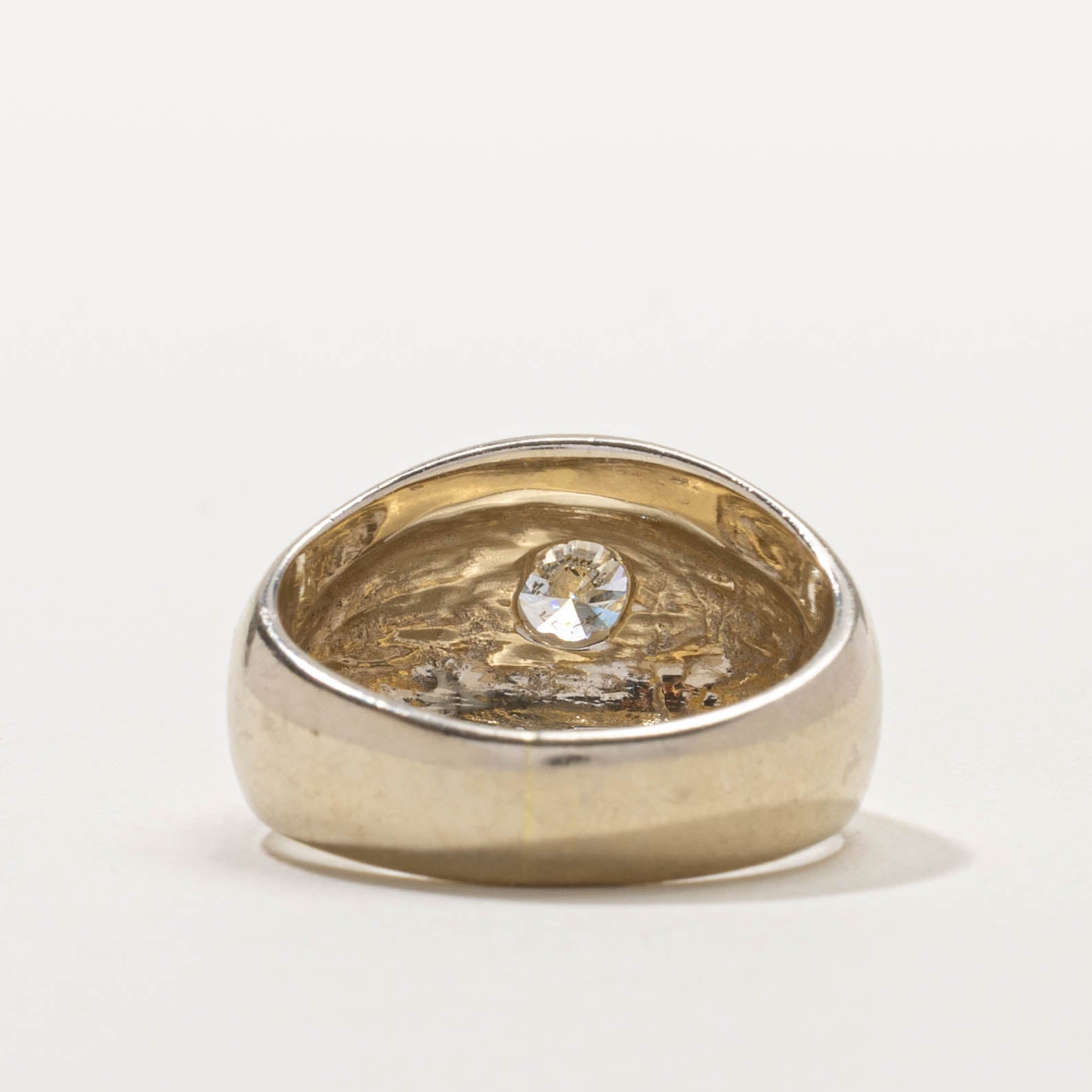 18k Belcher Set Diamond Dome Ring | 0.90ct SI2 H/I | SZ 8.75