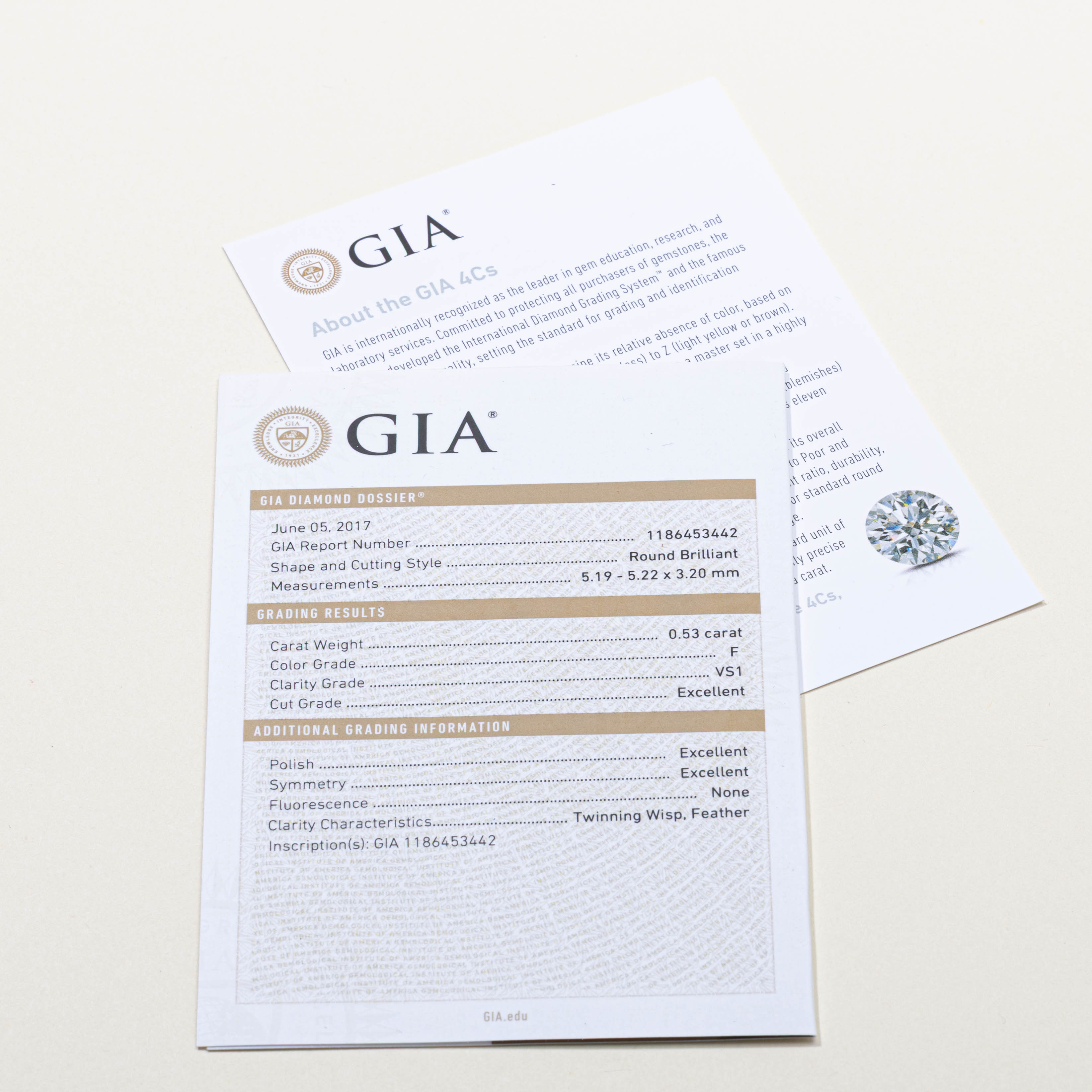 GIA Solitaire Diamond Engagement Ring | 0.53ct VS1, F | SZ 7.25