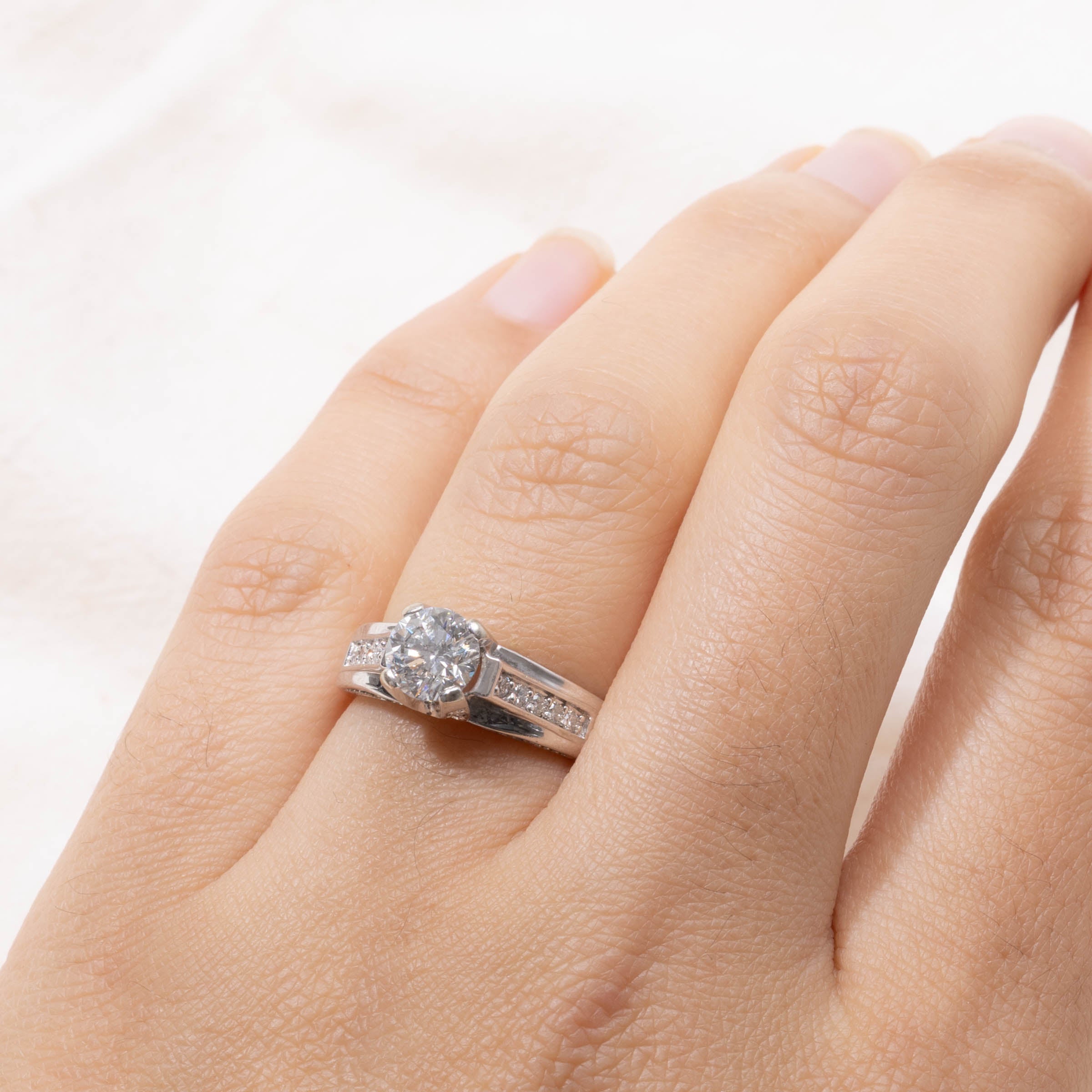 18k Diamond Cathedral Ring | 1.00ct SI2/I2 G/H, 0.10ctw | SZ 5