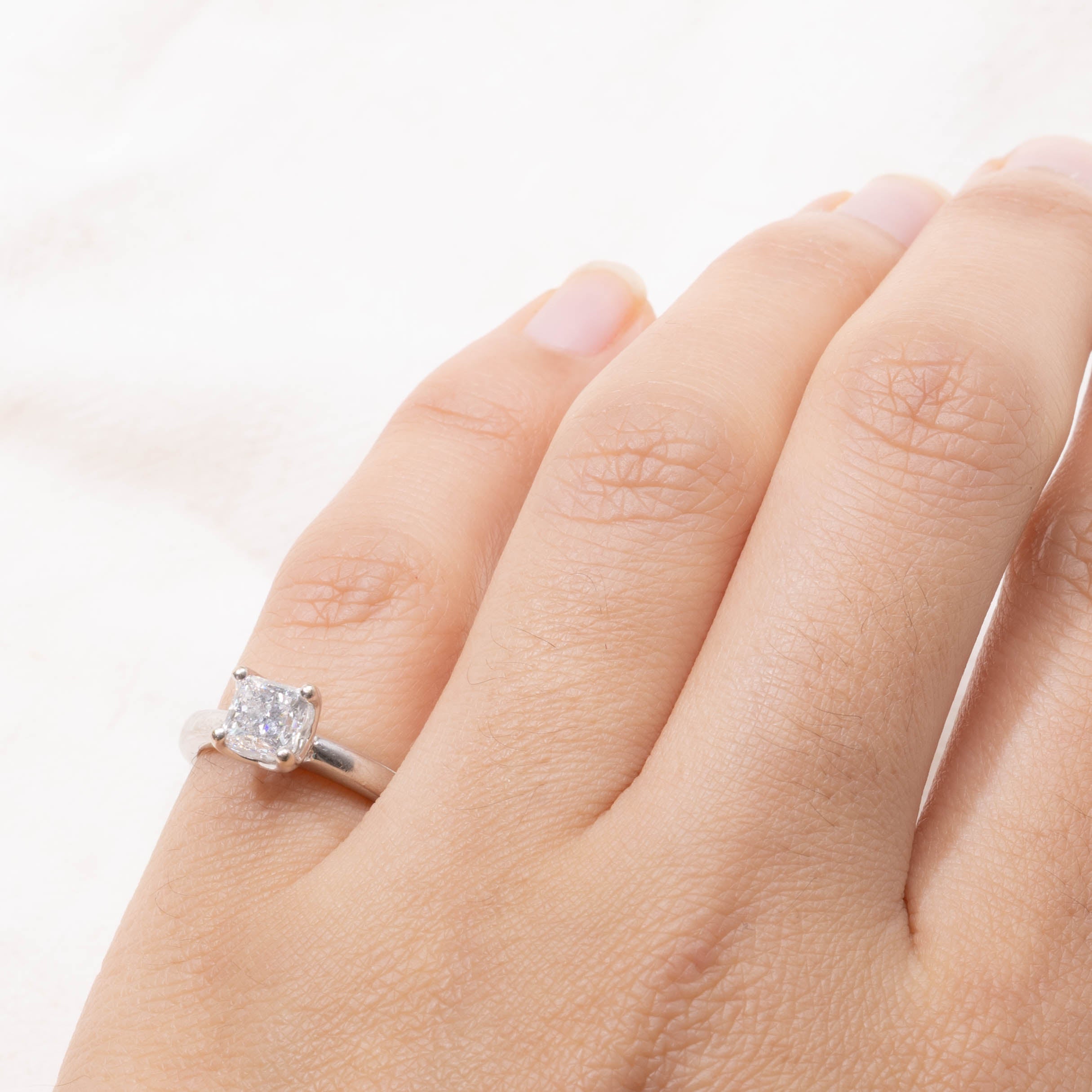 18k Princess Cut Diamond Engagement Ring | 1.00ct I1 E | SZ 3.5
