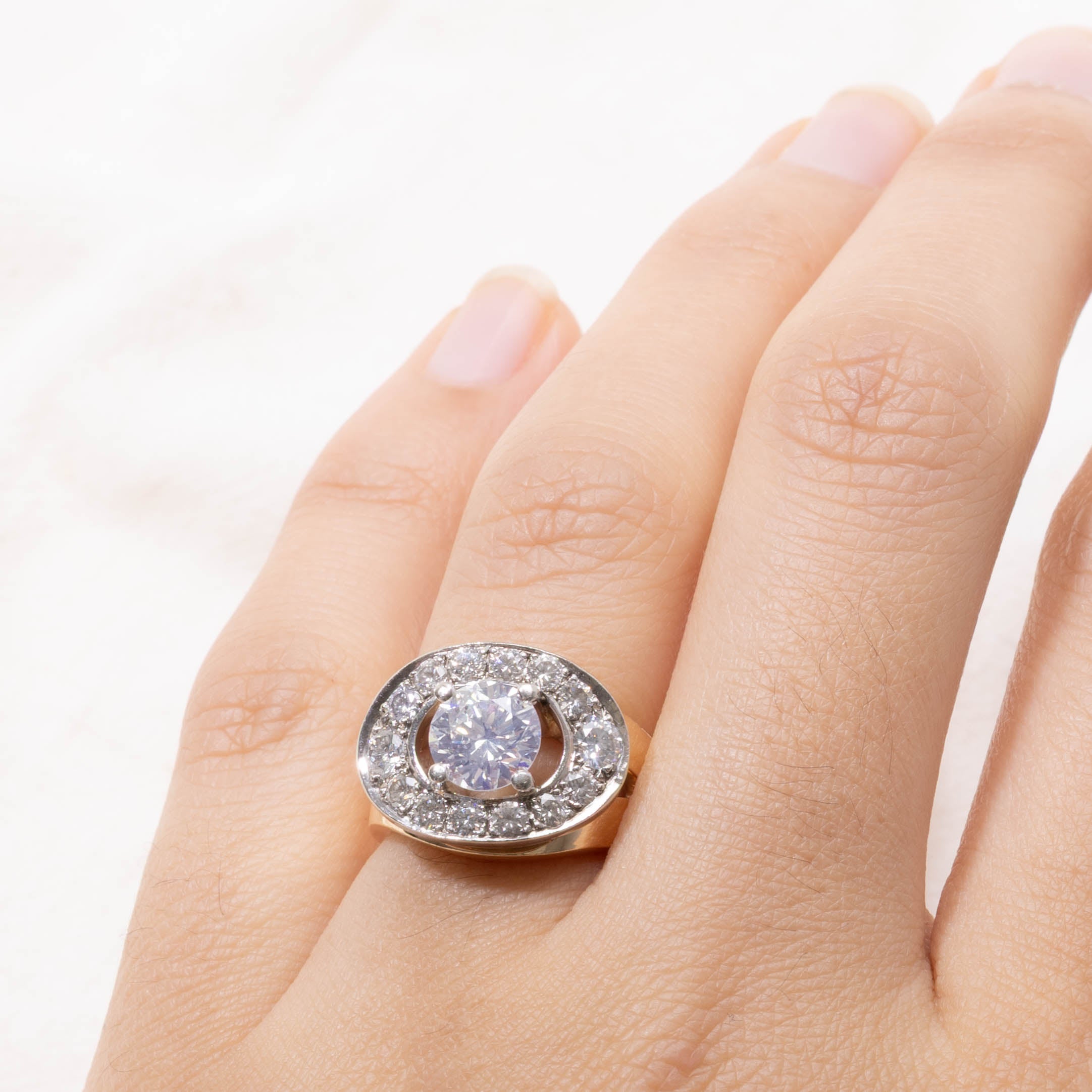 14k Diamond Eye Halo Ring | 1.84ctw | SZ 4.5