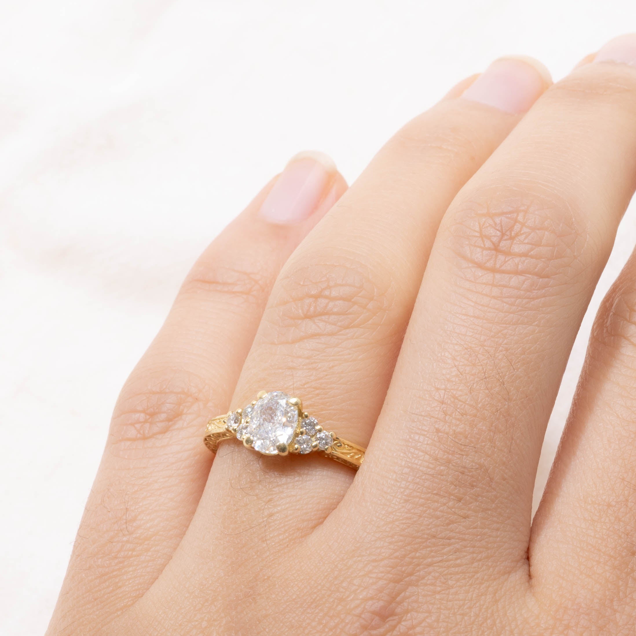 GIA Oval Cut Diamond Ornate Engraved Ring | 1.08ctw | SZ 5.5