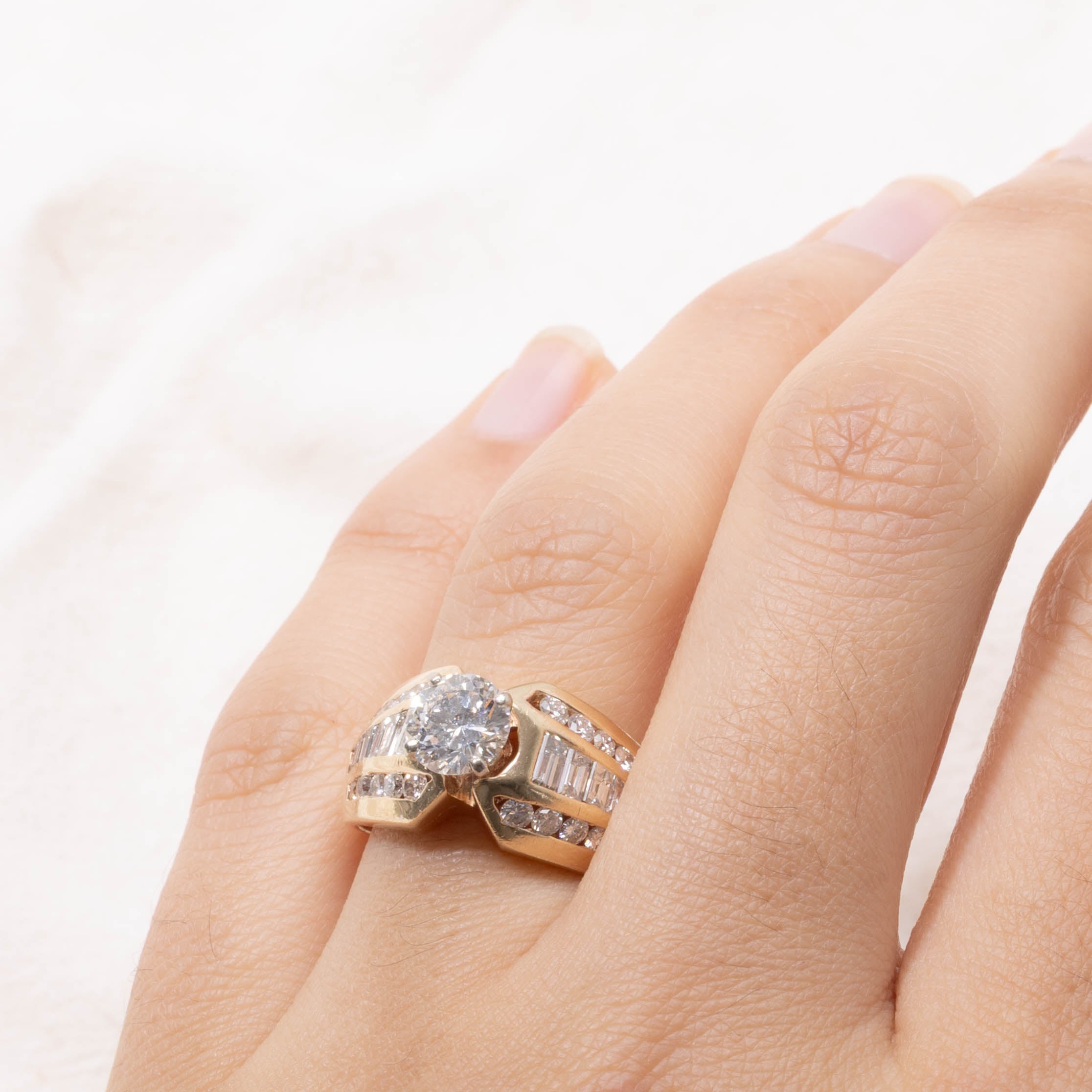 14k Multi Row Baguette Cut Diamond Dome Ring | 2.61ctw | SZ 7.5