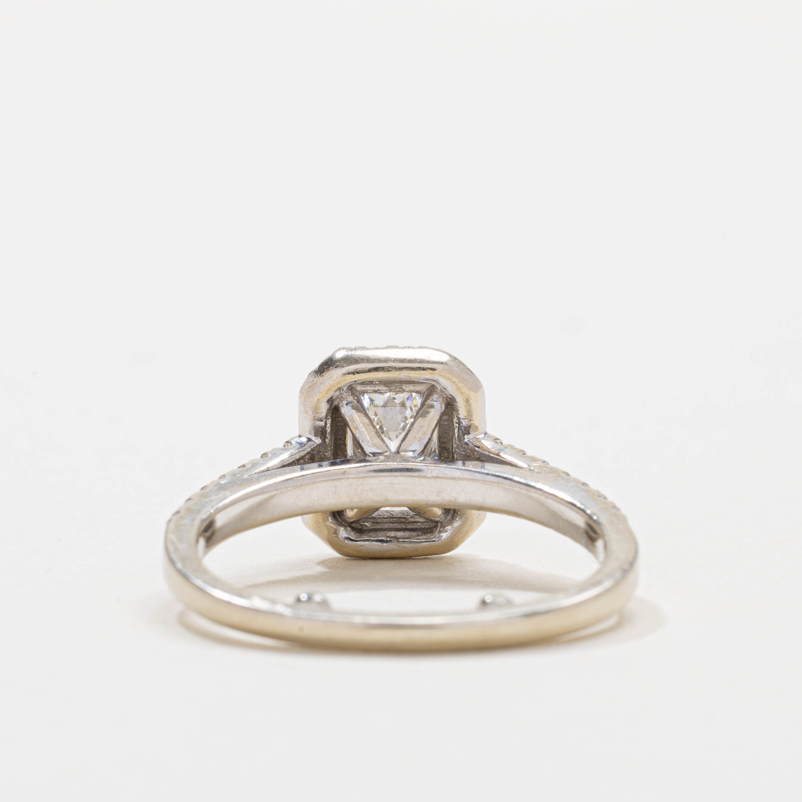 14K Emerald Cut Diamond Halo Ring | 0.96ct VS2 I, 0.34ctw | SZ 4.25