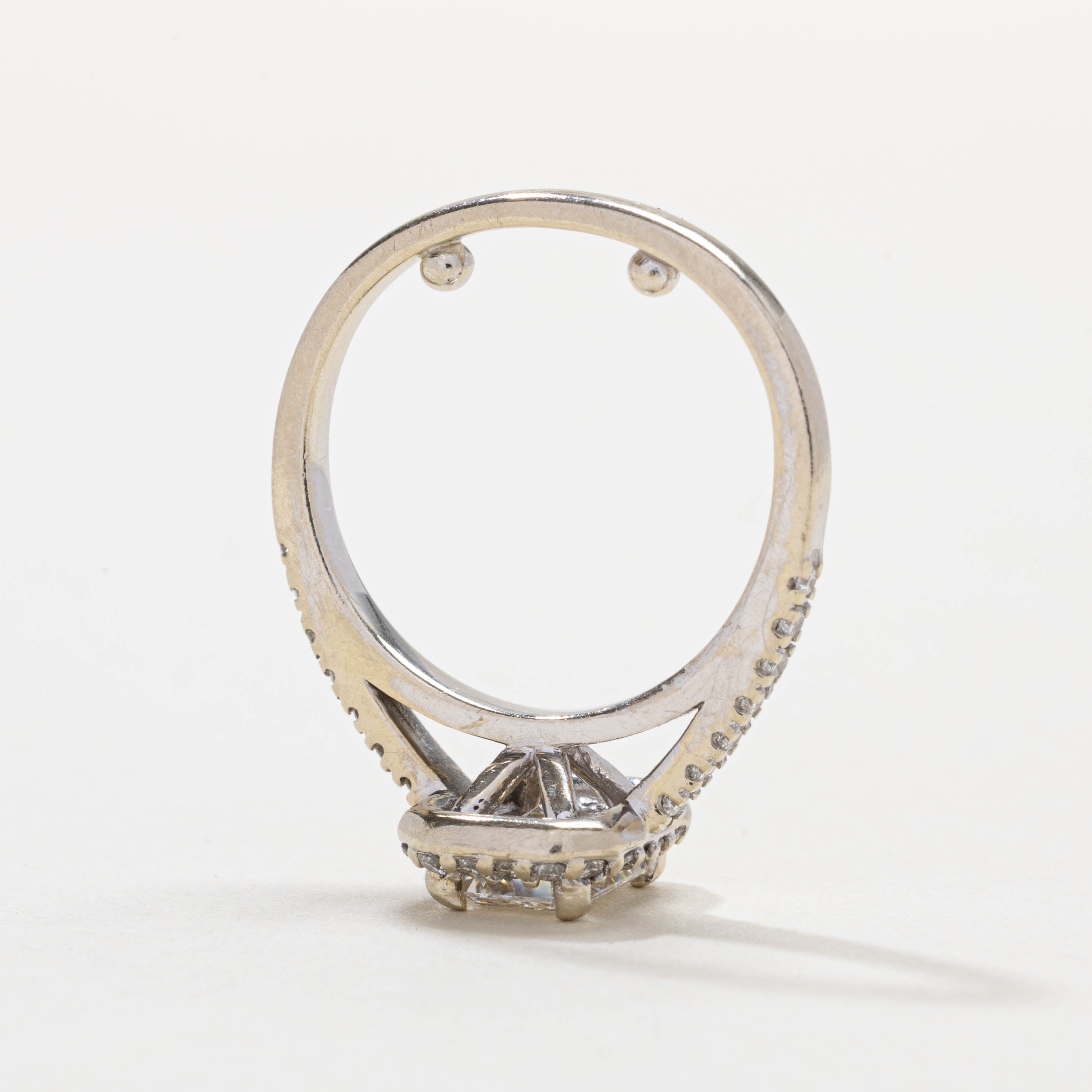 14K Emerald Cut Diamond Halo Ring | 0.96ct VS2 I, 0.34ctw | SZ 4.25