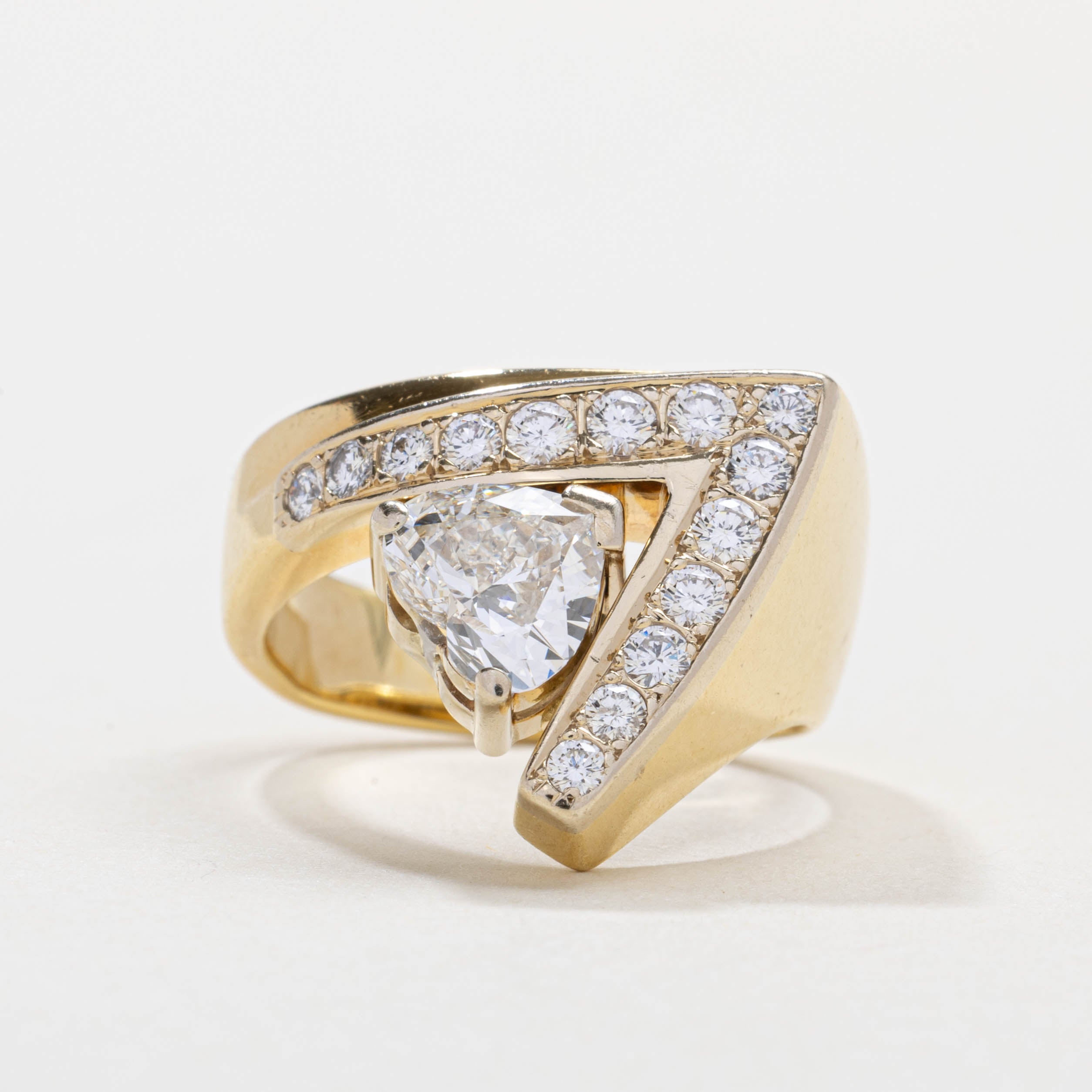 GIA Heart Cut Diamond Geometric Ring | 0.80ct VS1 G, 0.42ctw | SZ 4.5