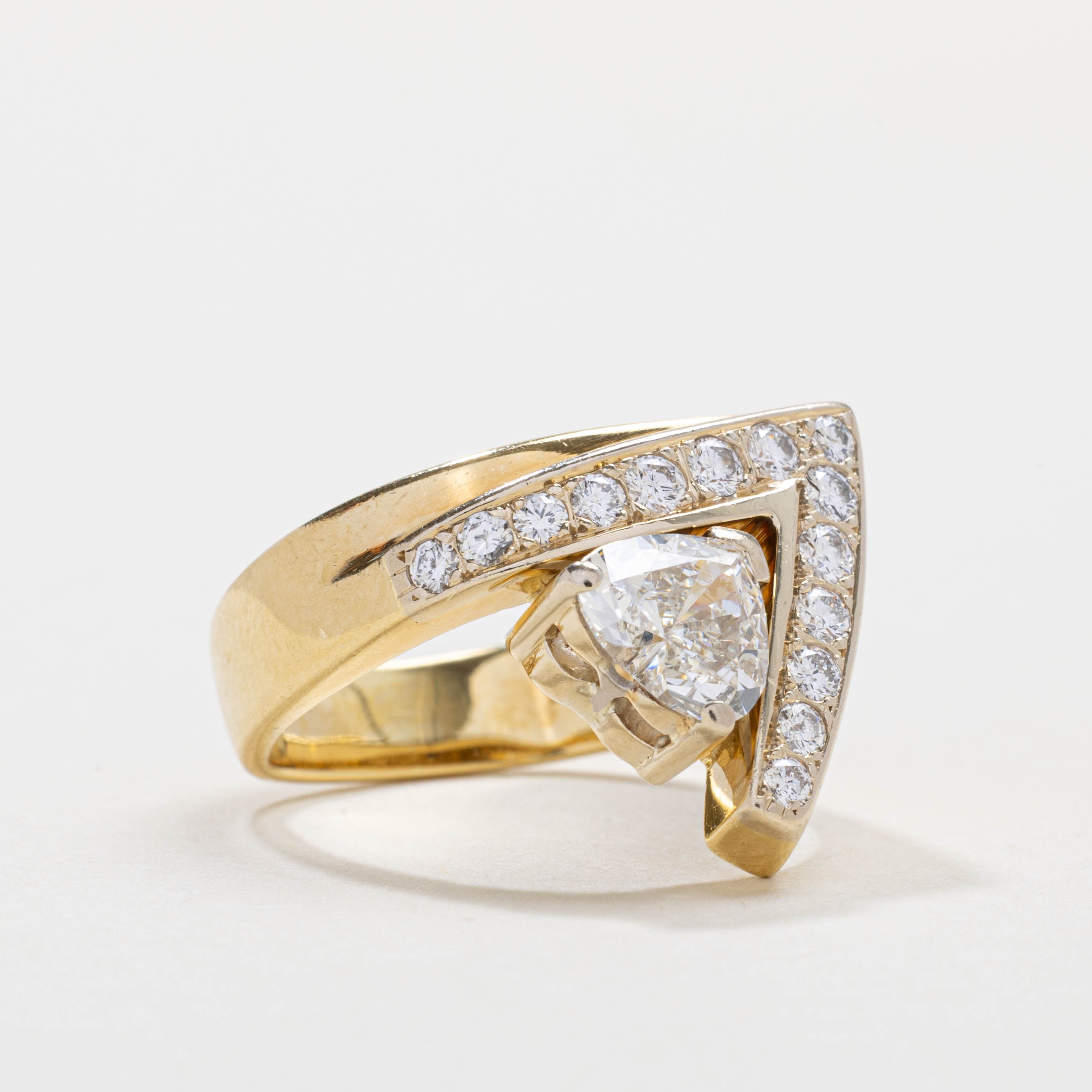 GIA Heart Cut Diamond Geometric Ring | 0.80ct VS1 G, 0.42ctw | SZ 4.5