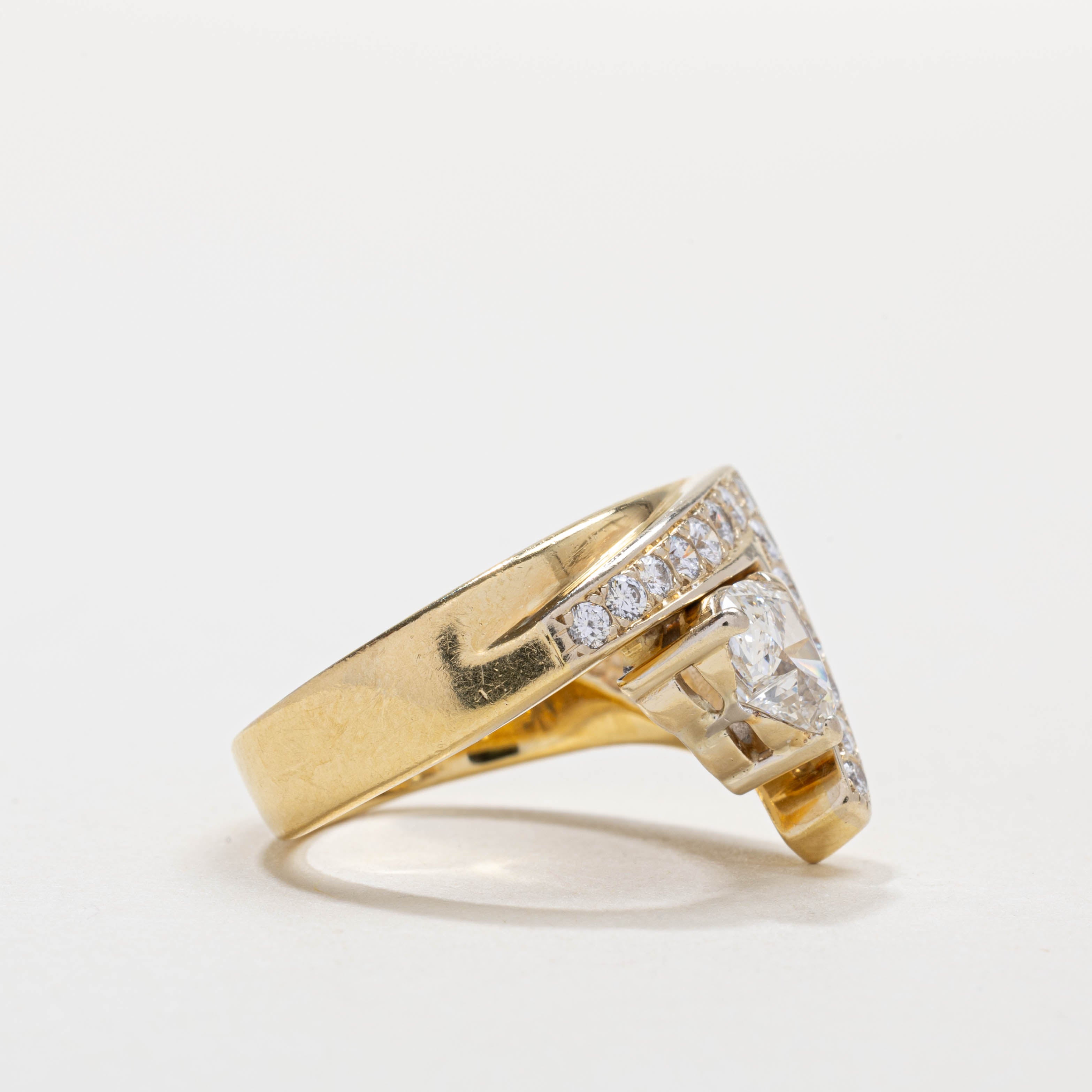 GIA Heart Cut Diamond Geometric Ring | 0.80ct VS1 G, 0.42ctw | SZ 4.5