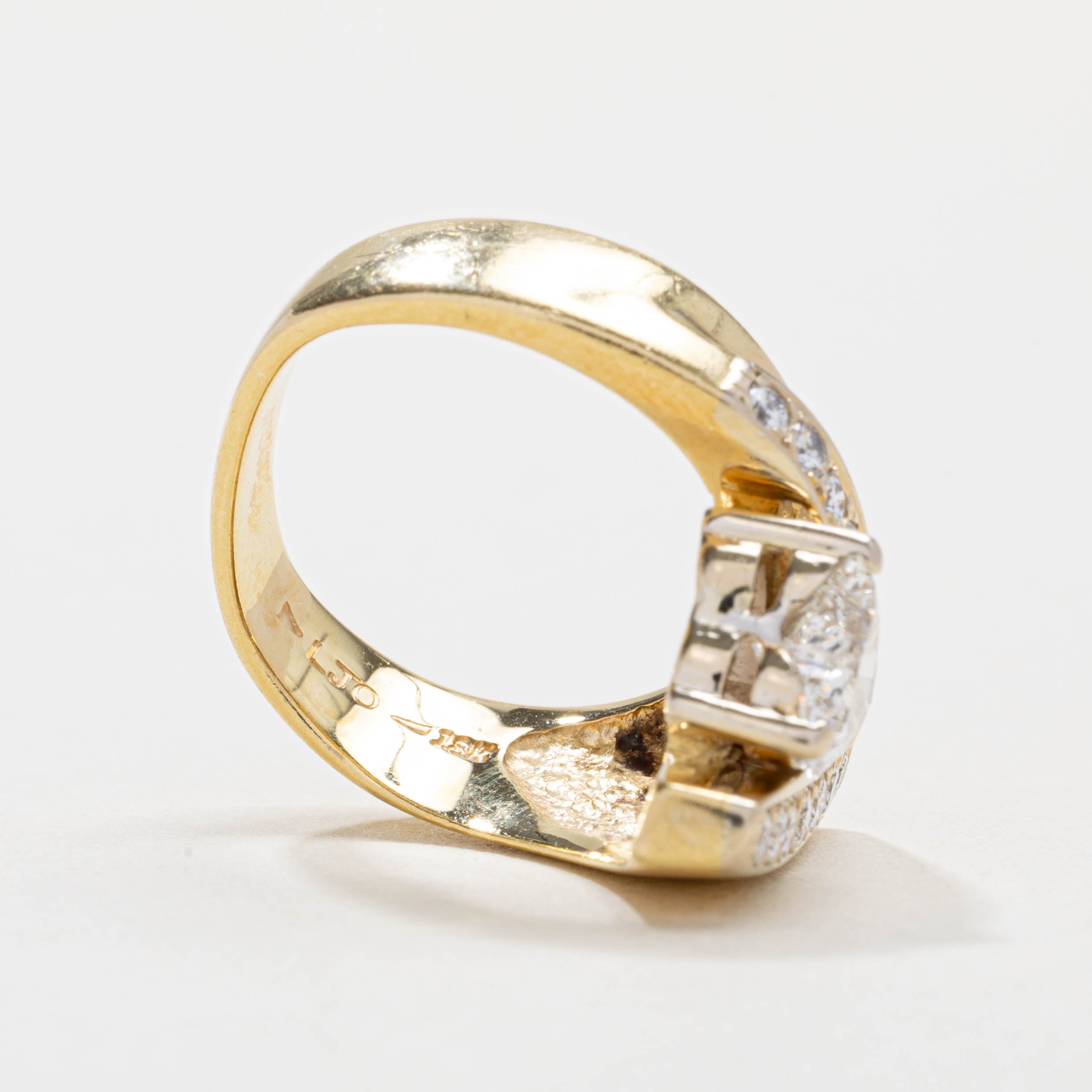 GIA Heart Cut Diamond Geometric Ring | 0.80ct VS1 G, 0.42ctw | SZ 4.5