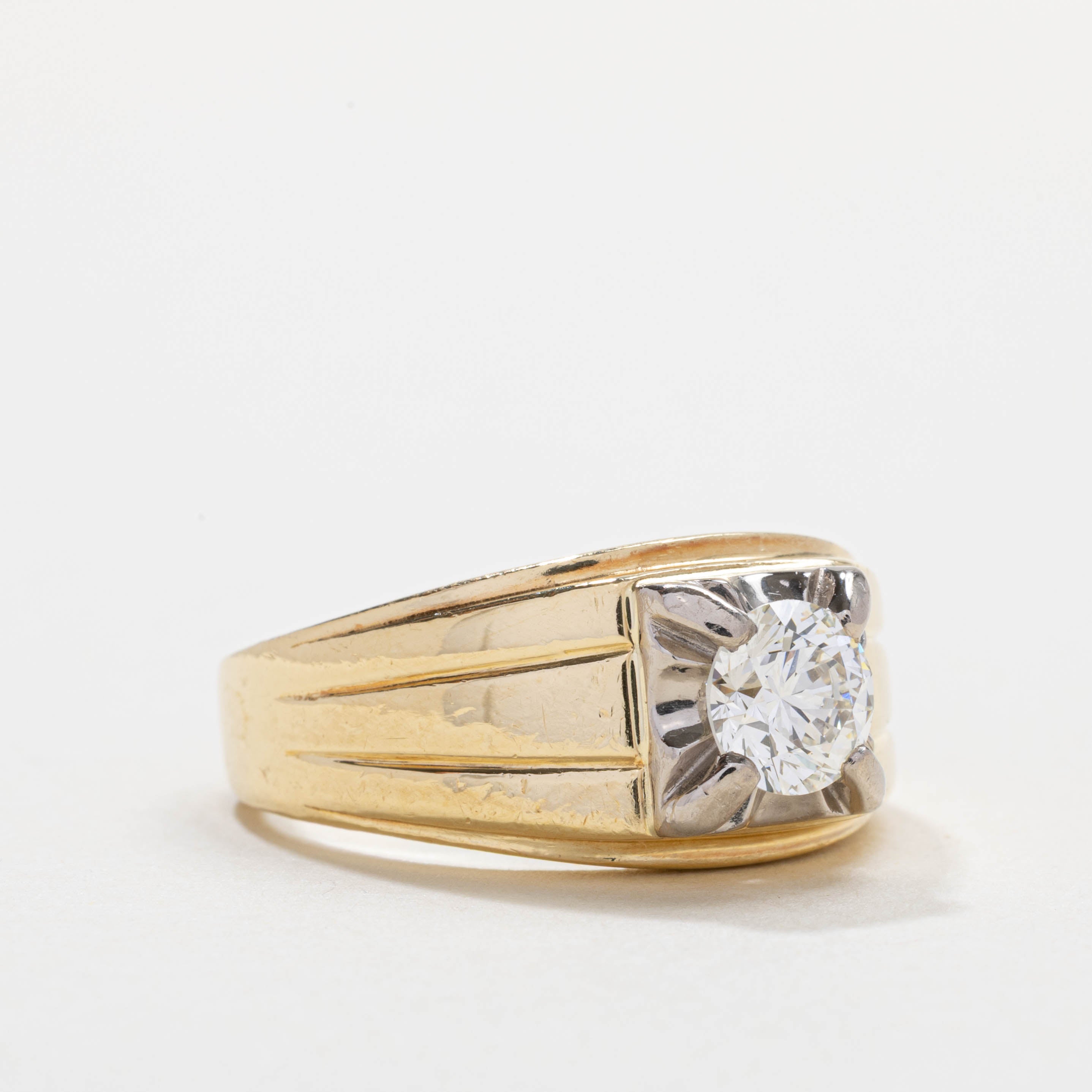 Bague solitaire en or 18 carats avec diamant rainuré | 1,0 ct VS1 H | Taille 9,5