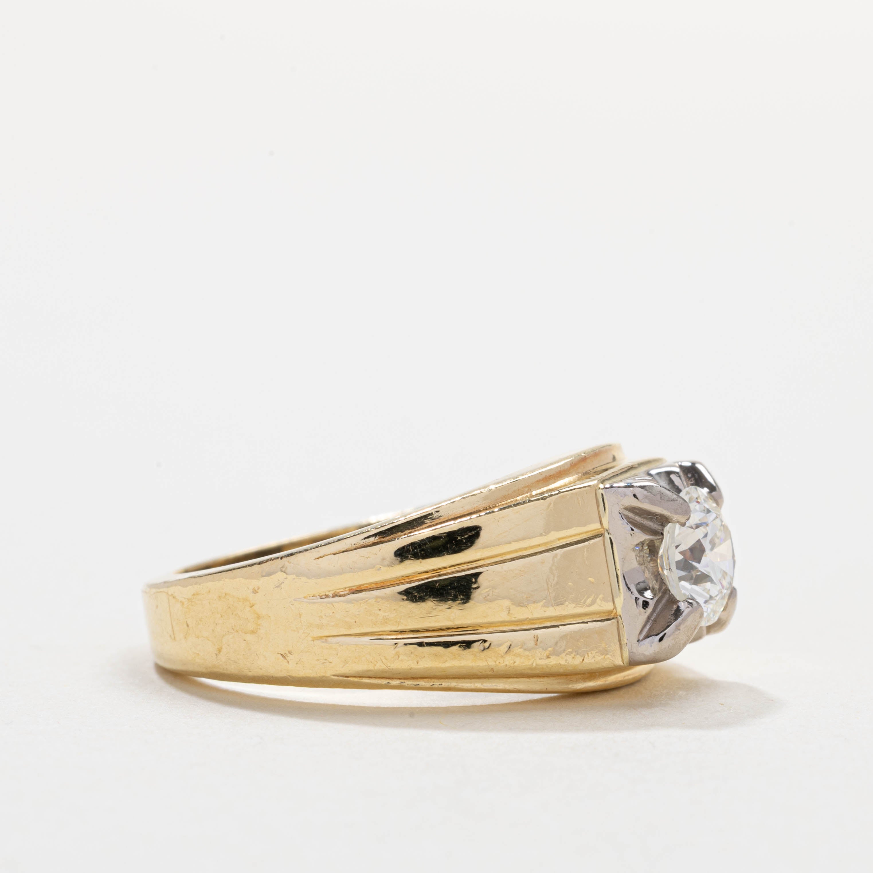 Bague solitaire en or 18 carats avec diamant rainuré | 1,0 ct VS1 H | Taille 9,5