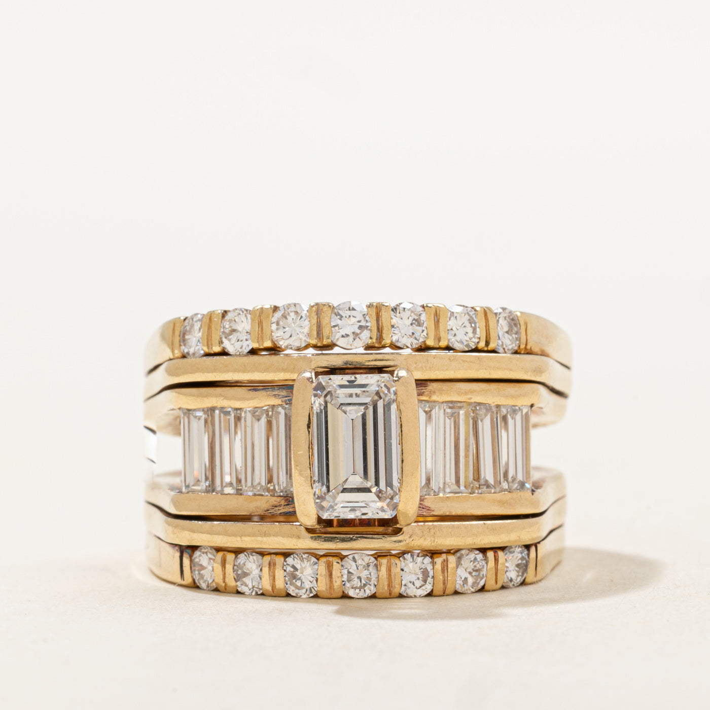 Emerald Cut Diamond Accented Chunky Engagement Ring | 3.19ctw | SZ 8.75