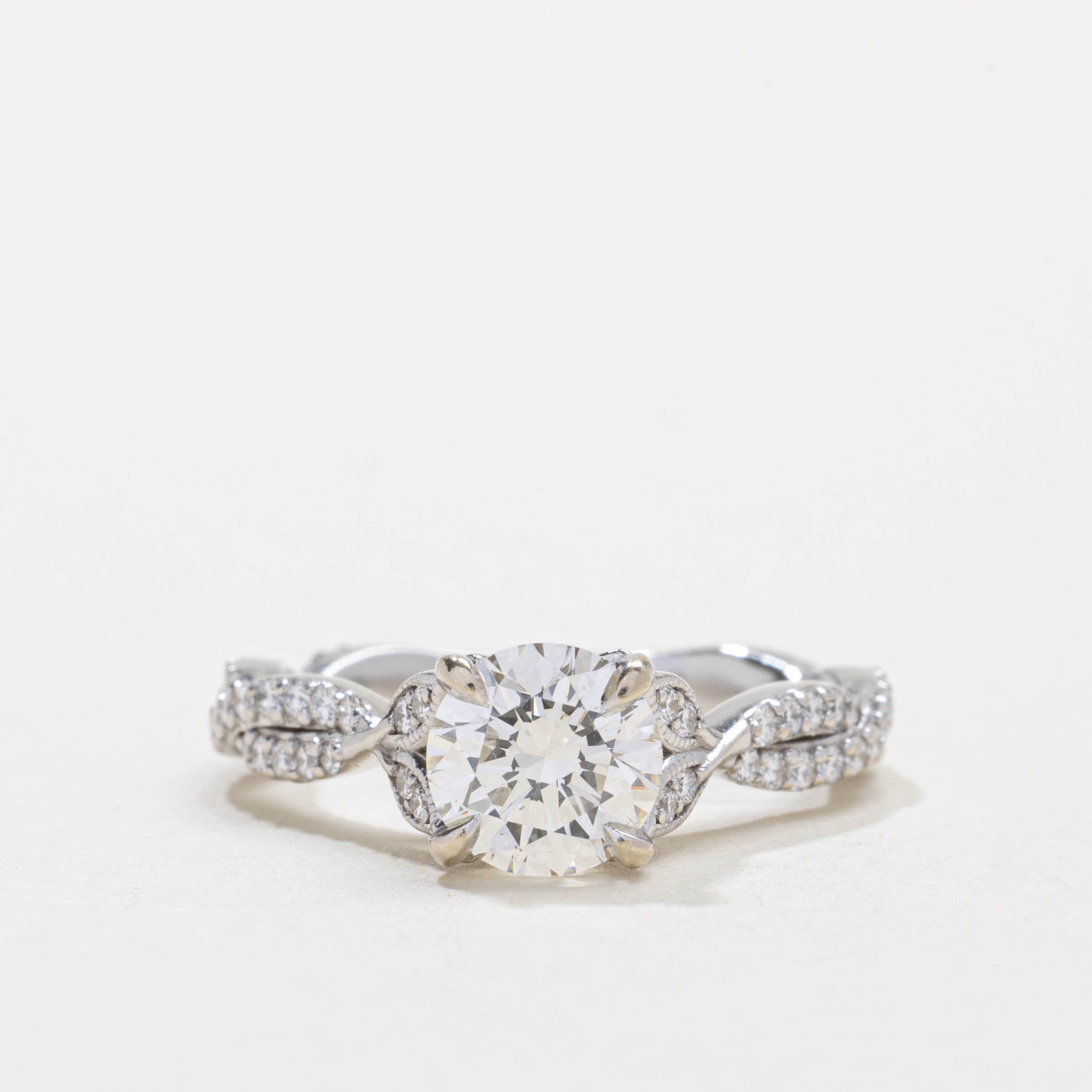19K Diamond Milgrain Crossover Ring | 1.14 SI2 J/K, 0.30ctw | SZ 4.25