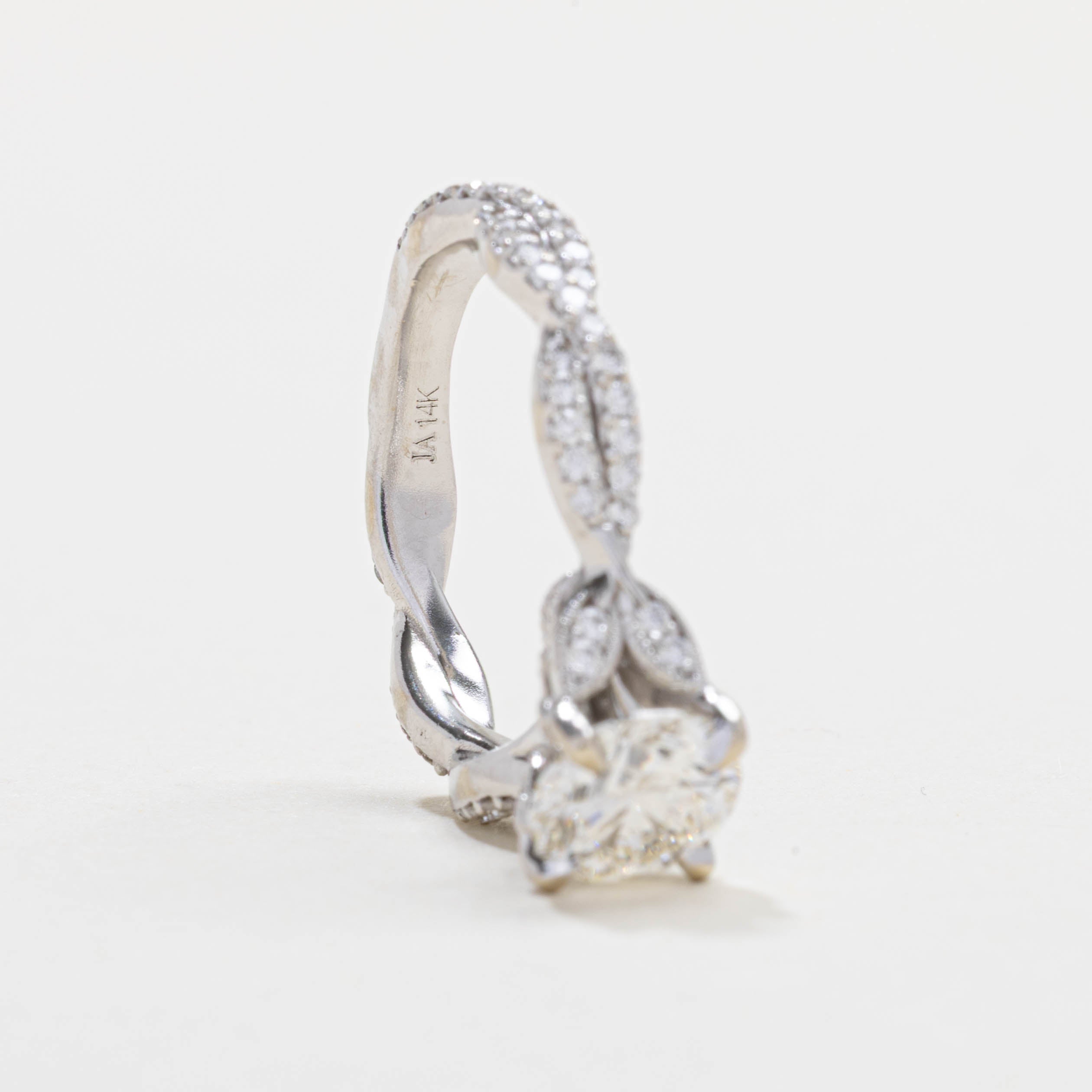 19K Diamond Milgrain Crossover Ring | 1.14 SI2 J/K, 0.30ctw | SZ 4.25