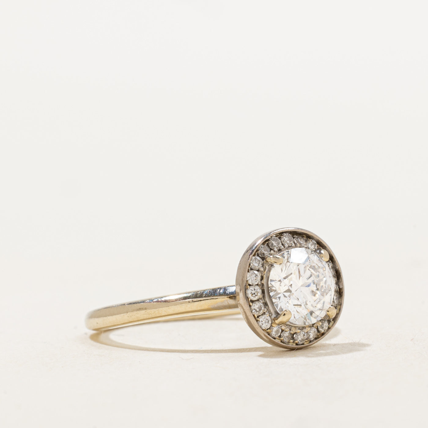 GIA Diamond Halo Engagement Ring | 0.80ct SI1 F Ex, 0.22ctw | SZ 5.25