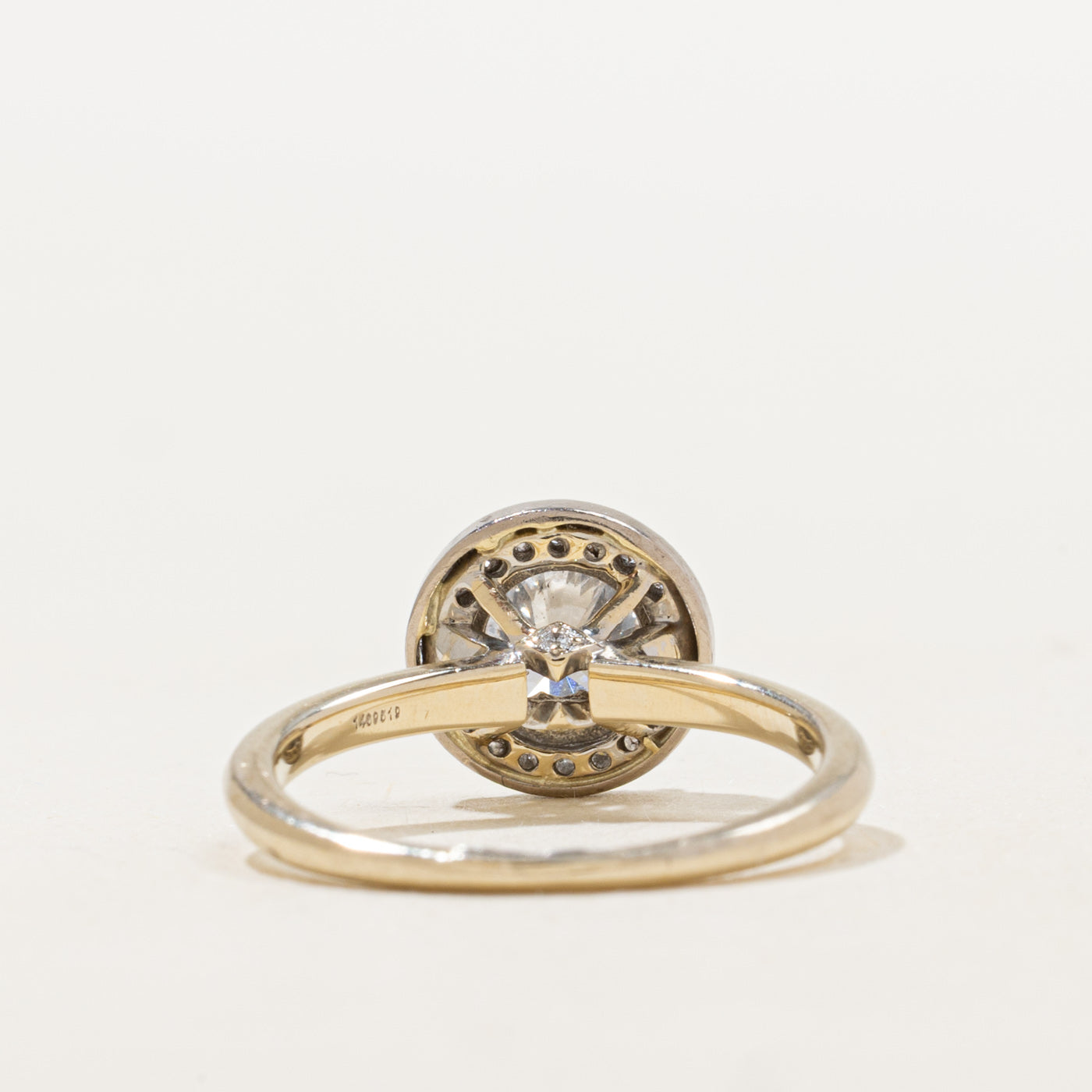 GIA Diamond Halo Engagement Ring | 0.80ct SI1 F Ex, 0.22ctw | SZ 5.25