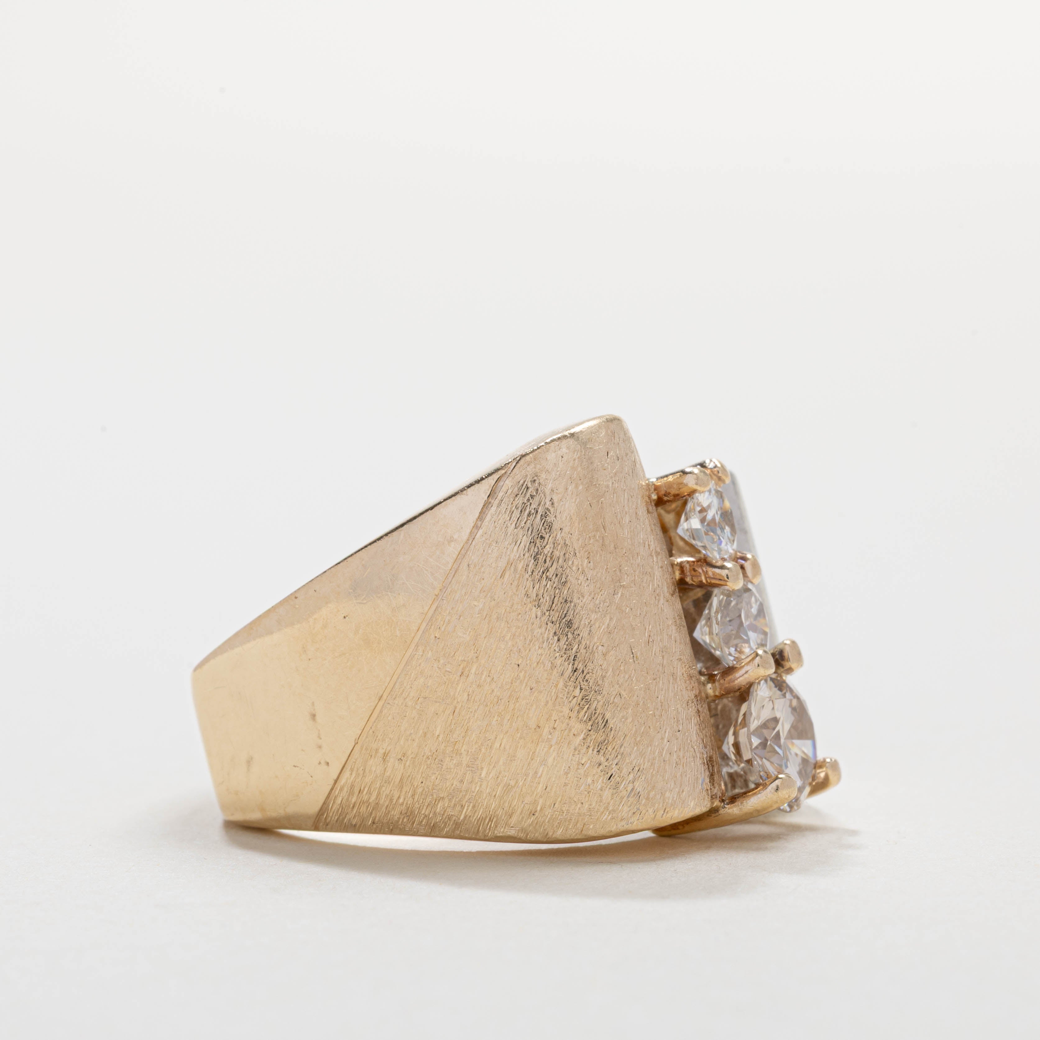 14K Two Tone Gold Three Stone Diamond Abstract Ring | 2.04ctw | SZ 10.5