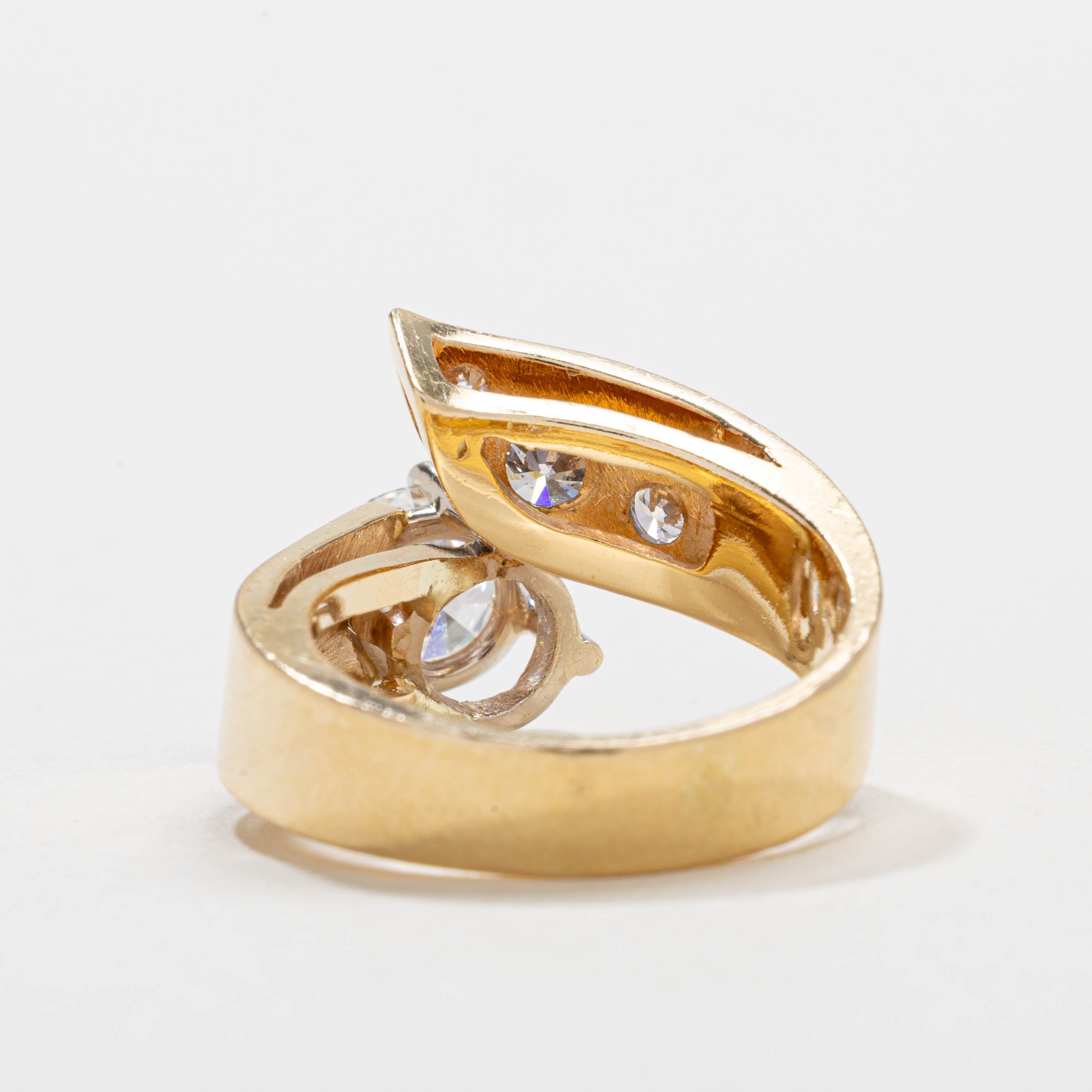 18K Diamond Abstract Bypass Ring | 1.0ct SI1 I/J, 0.30ctw | SZ 5.75