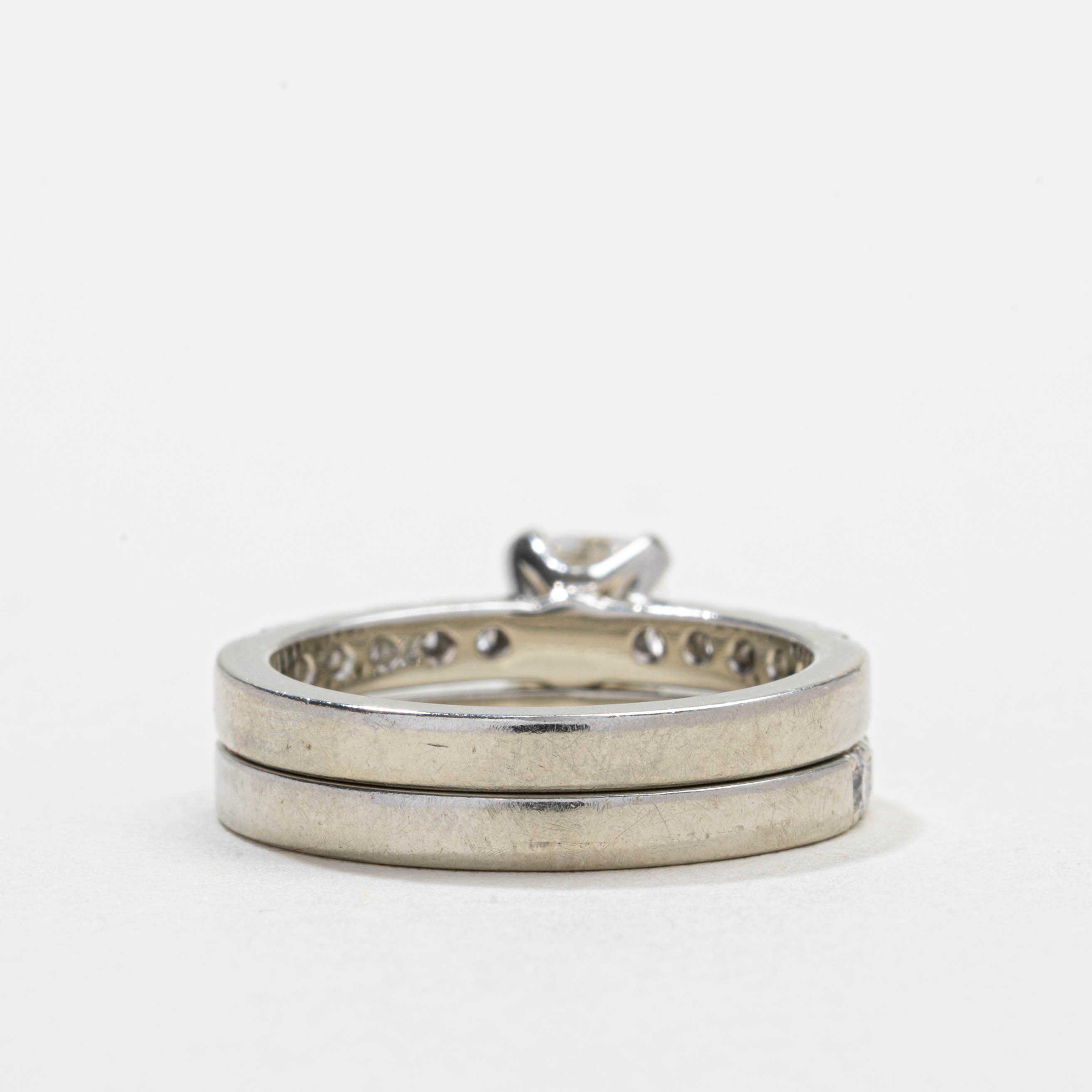 19K White Gold Diamond Wedding Ring Set | 1.0ct VS2 G/H, 0.74ctw | SZ 7.0