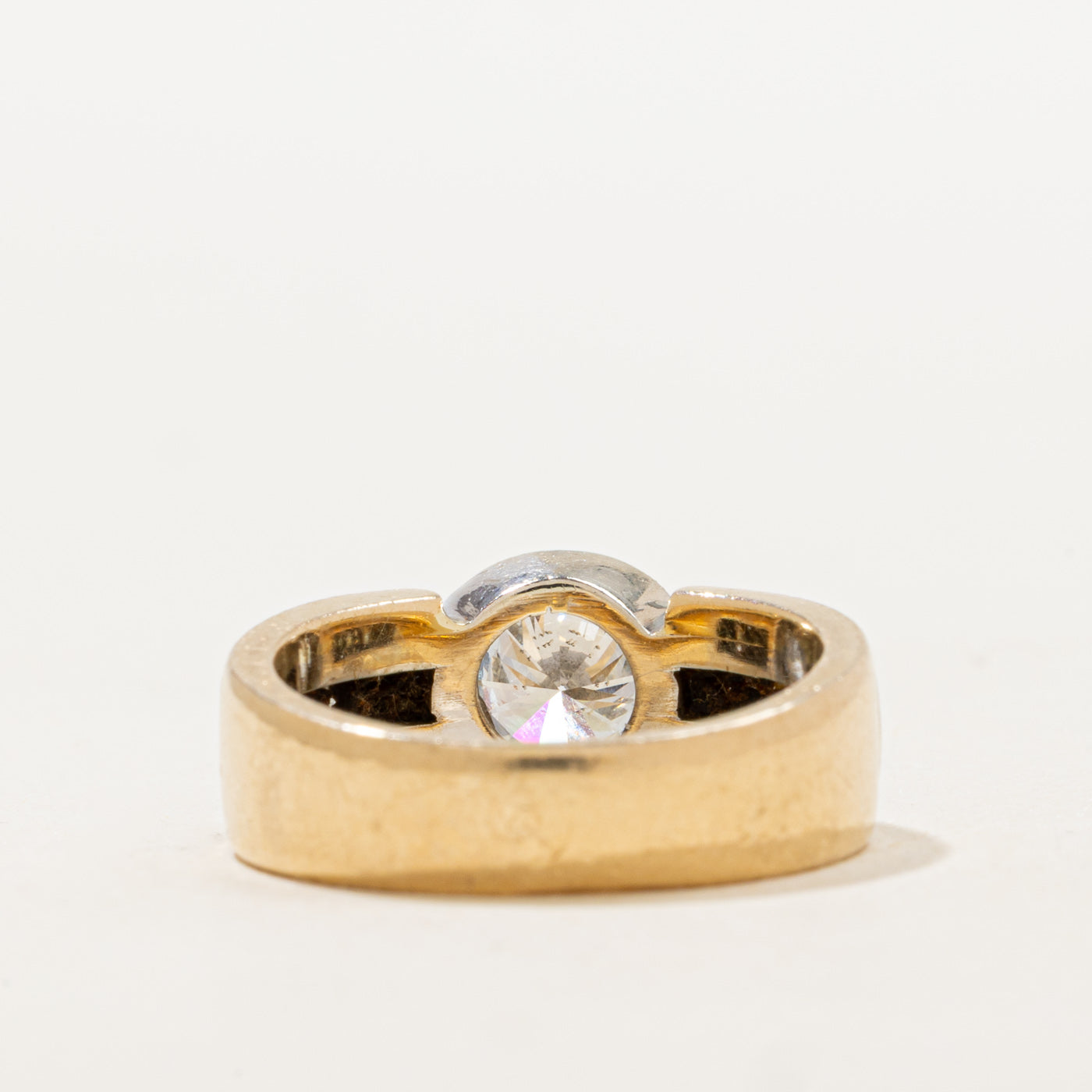 Bezel Set Diamond Chunky Engagement Ring | 0.96ct SI1 H/I, 0.80ctw | SZ 5.5