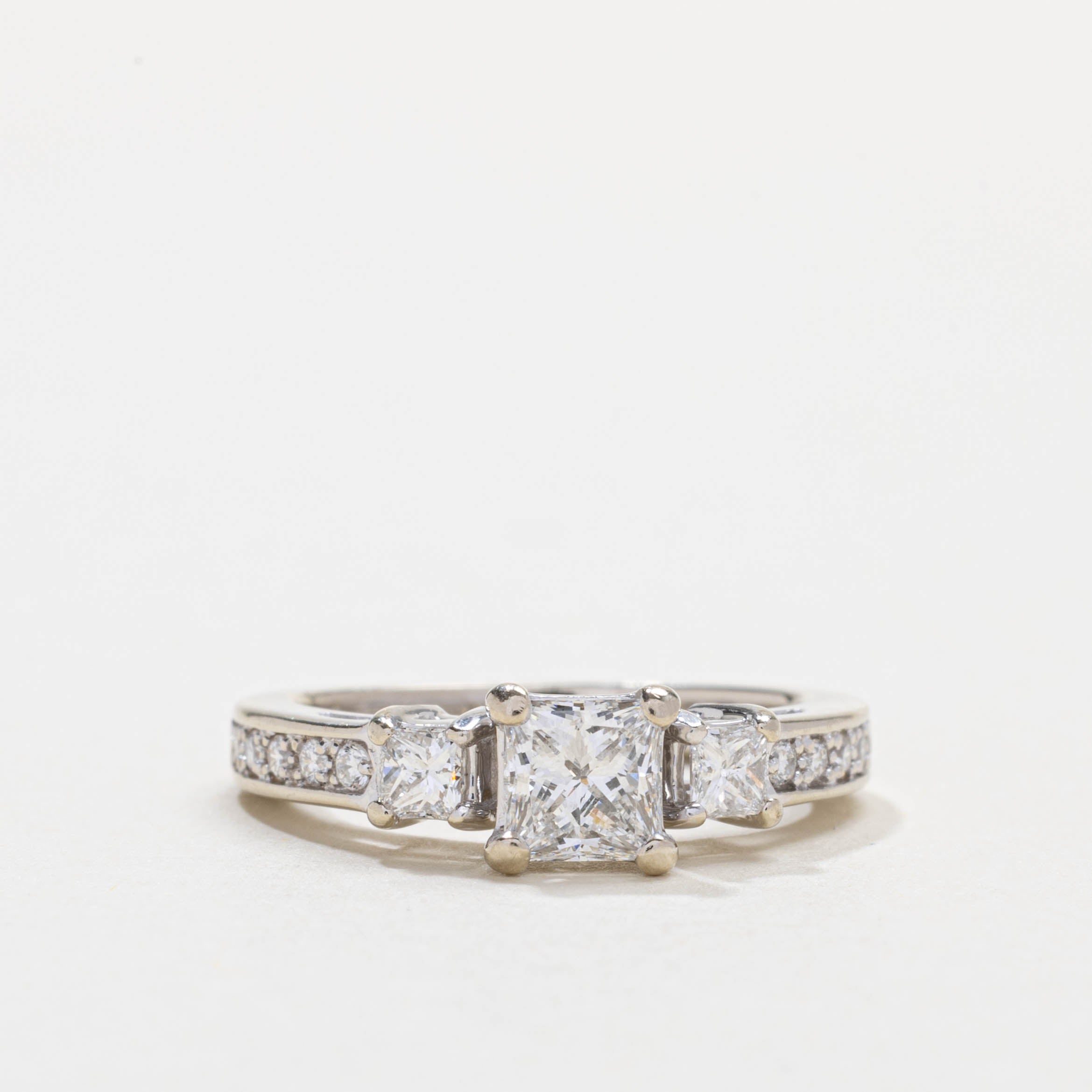 GIA Three Stone Princess Cut Diamond Ring | 0.54ct IF E, 0.41ctw | SZ 4.25