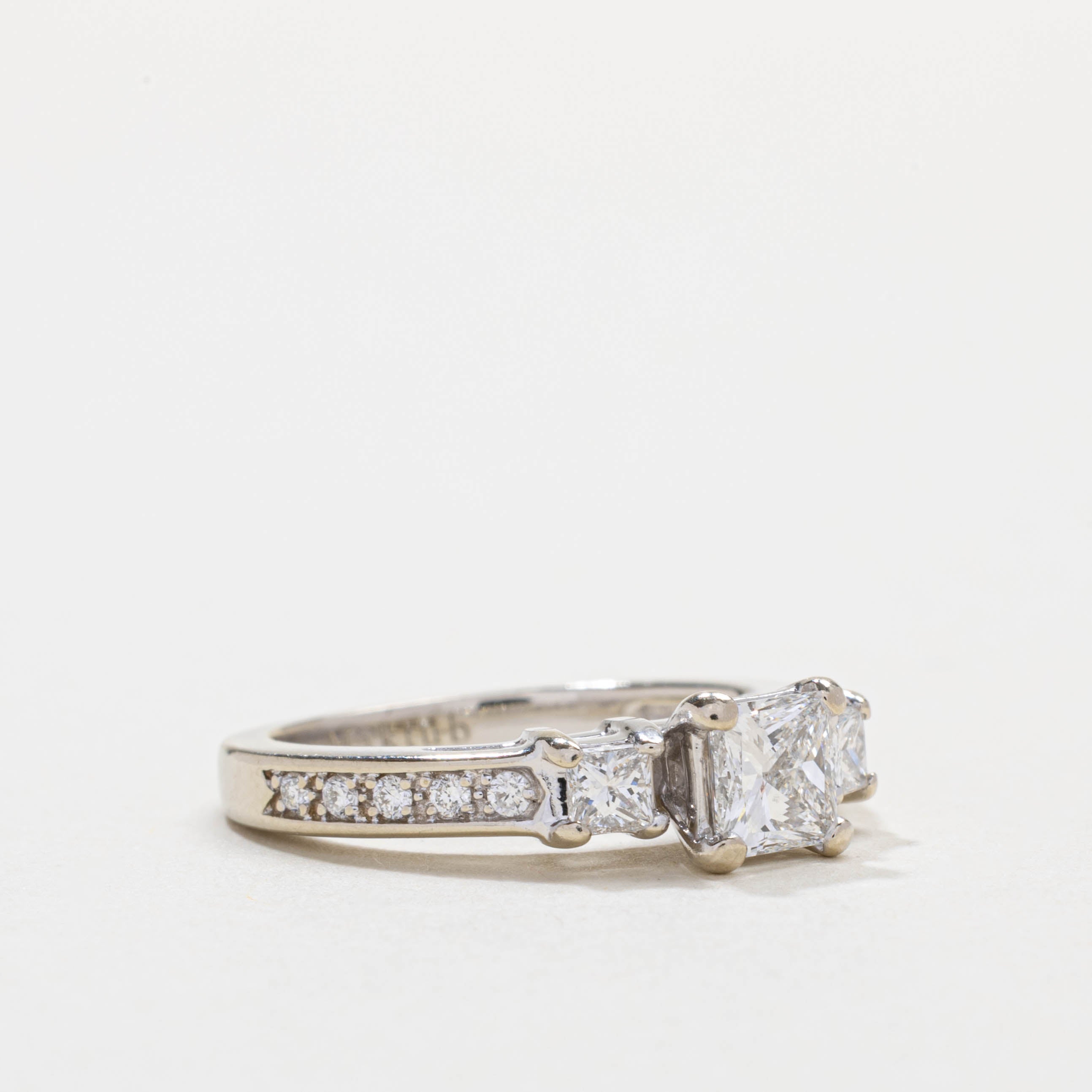 GIA Three Stone Princess Cut Diamond Ring | 0.54ct IF E, 0.41ctw | SZ 4.25