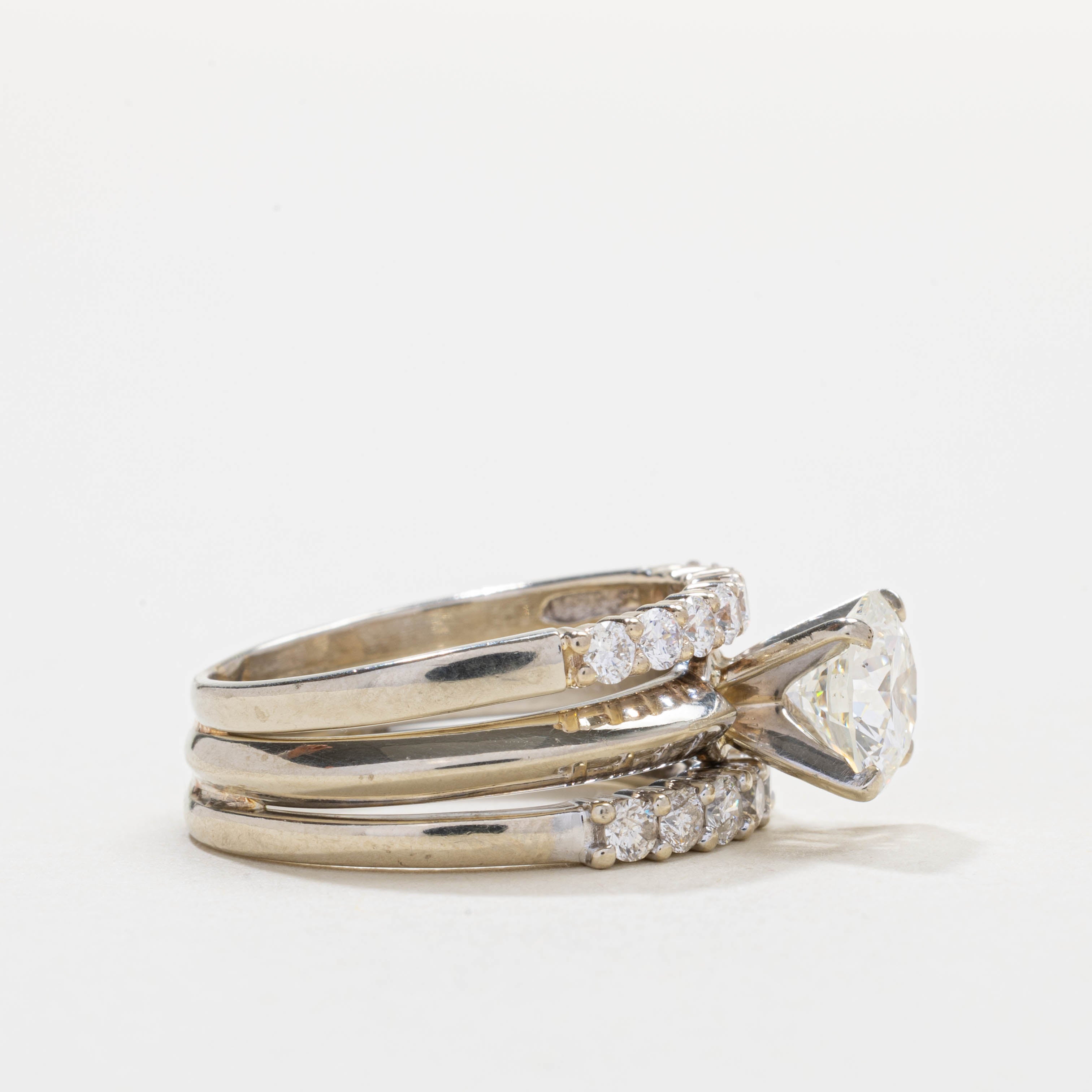 18K Diamond Soldered Wedding Ring Set | 1.54ct VS2 I, 0.56ctw | SZ 7.25
