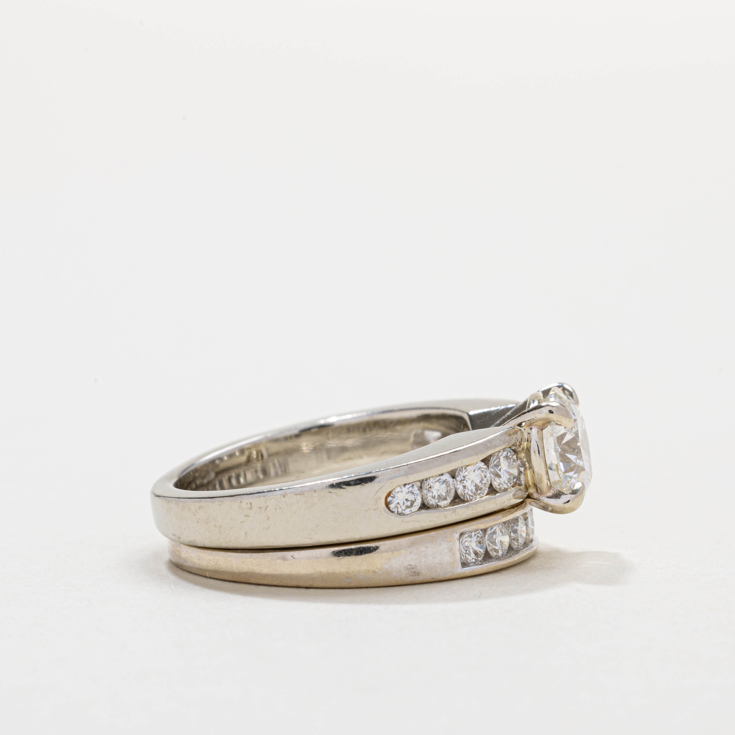 14K White Gold Diamond Wedding Ring Set | 1.06ct SI2 H, 0.65ctw | SZ 5.75