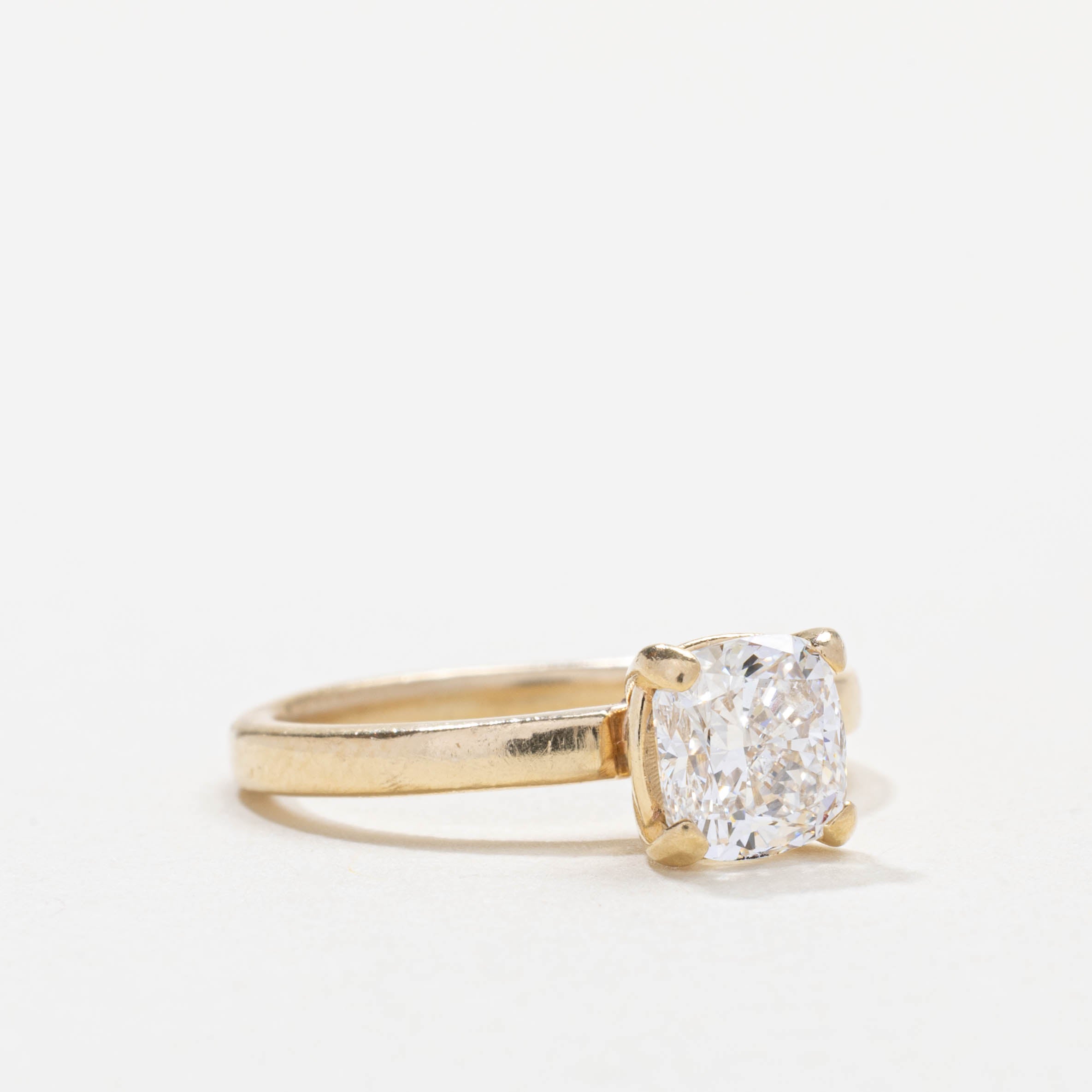 GIA Cushion Cut Solitaire Diamond Ring | 1.08ct VS2 F | SZ 4.5