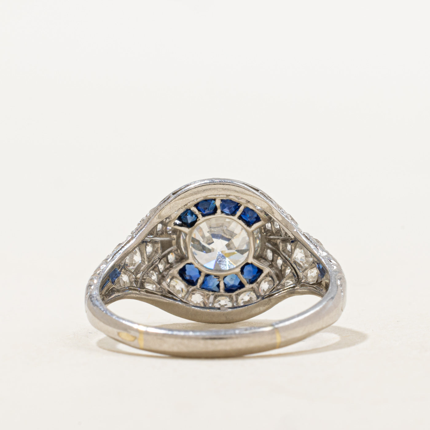 Art Deco Diamond & Sapphire Engagement Ring | 2.05ctw, 0.25ctw | SZ  7.75