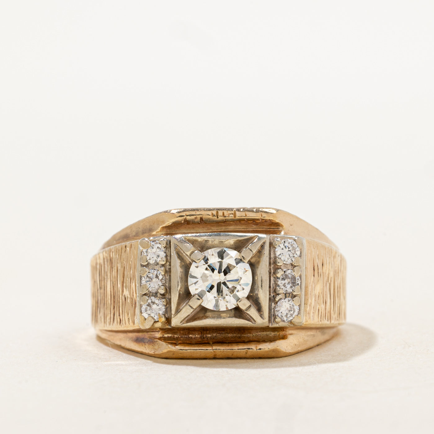 Diamond Textured Chunky Ring | 0.83ctw | SZ 10