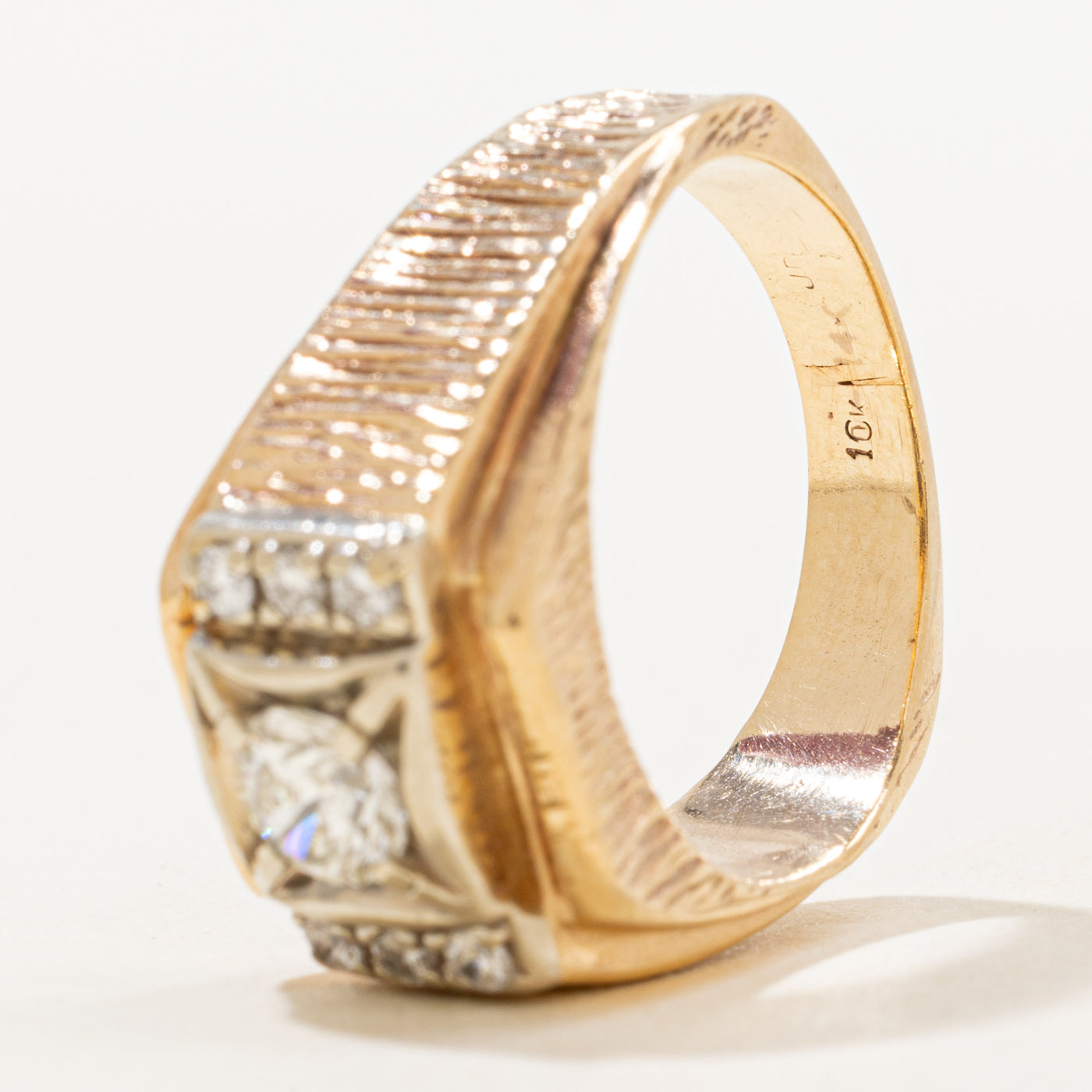 Diamond Textured Chunky Ring | 0.83ctw | SZ 10