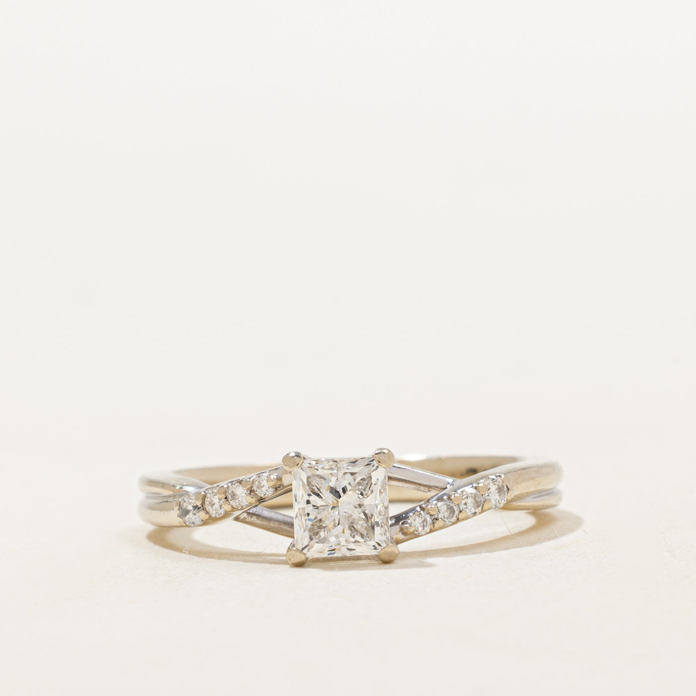 GIA Princess Cut Bypass Diamond Engagement Ring | .67ctw | SZ 6.25