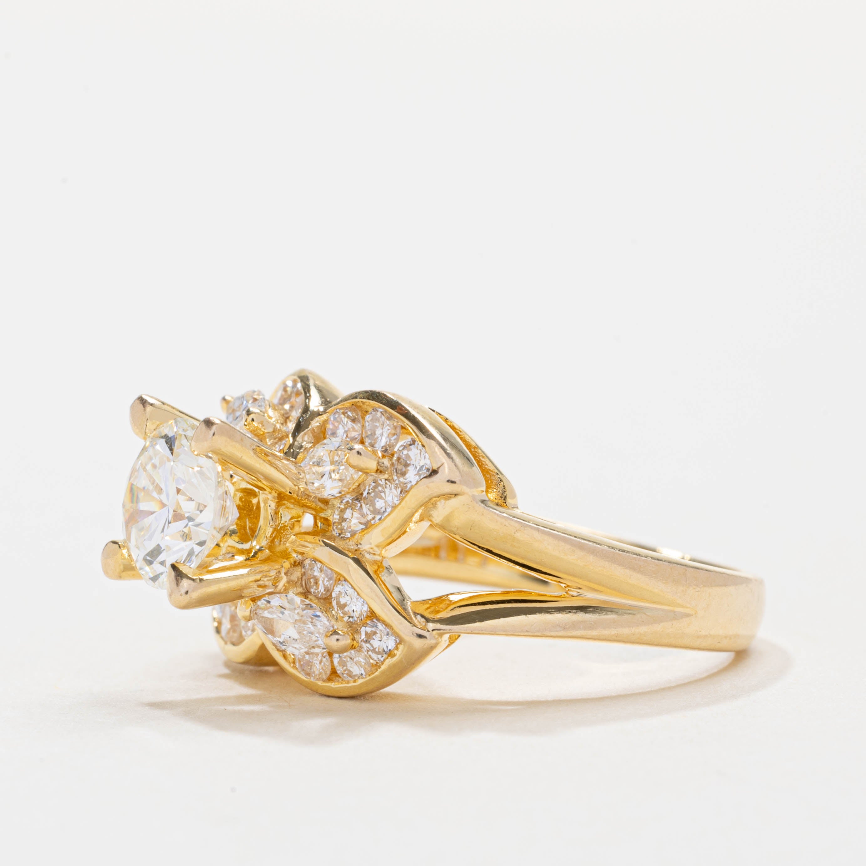 18K Diamond Floral Accented Ring | 1.17ct VS1/VS2 G/H, 0.96ctw | SZ 6.25