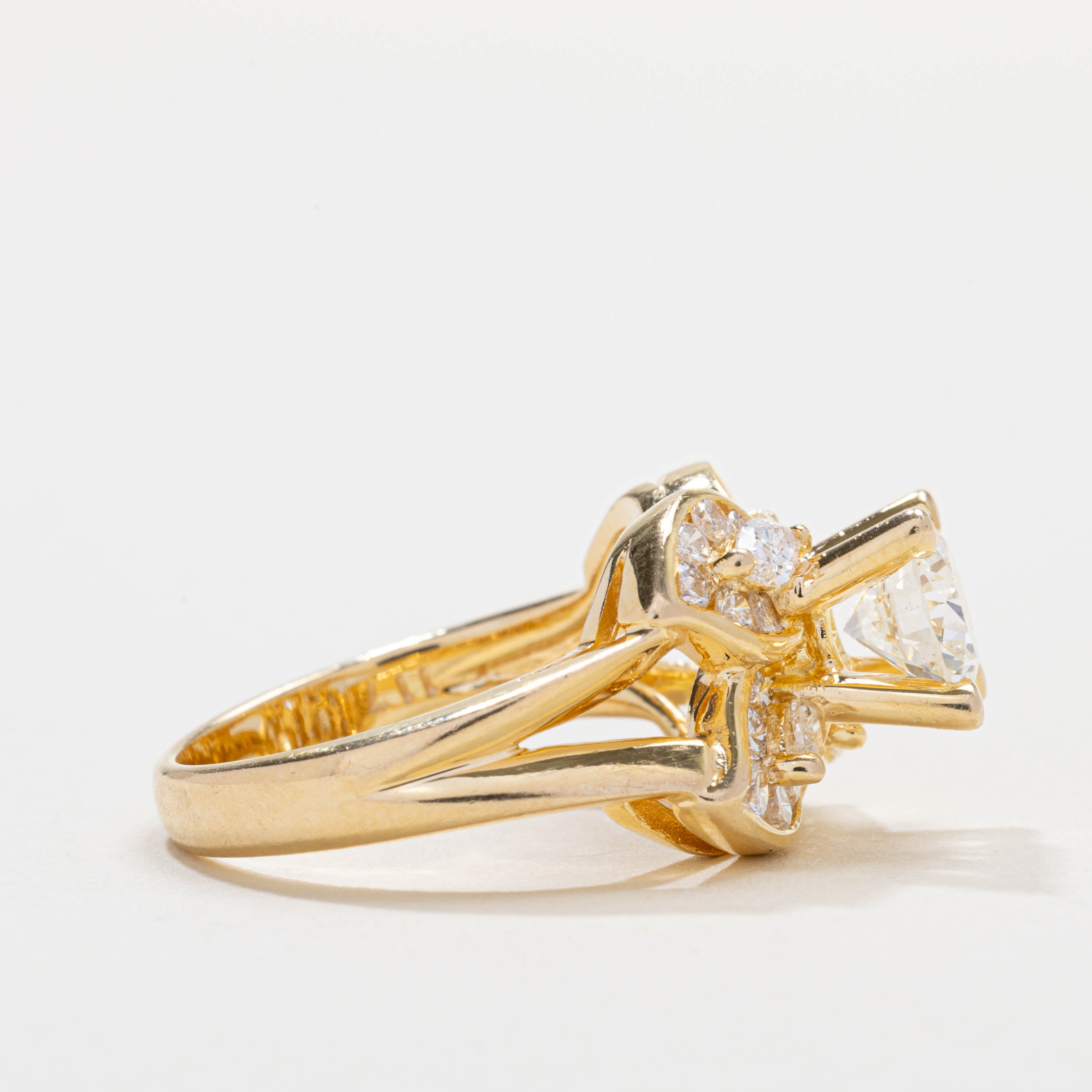 18K Diamond Floral Accented Ring | 1.17ct VS1/VS2 G/H, 0.96ctw | SZ 6.25