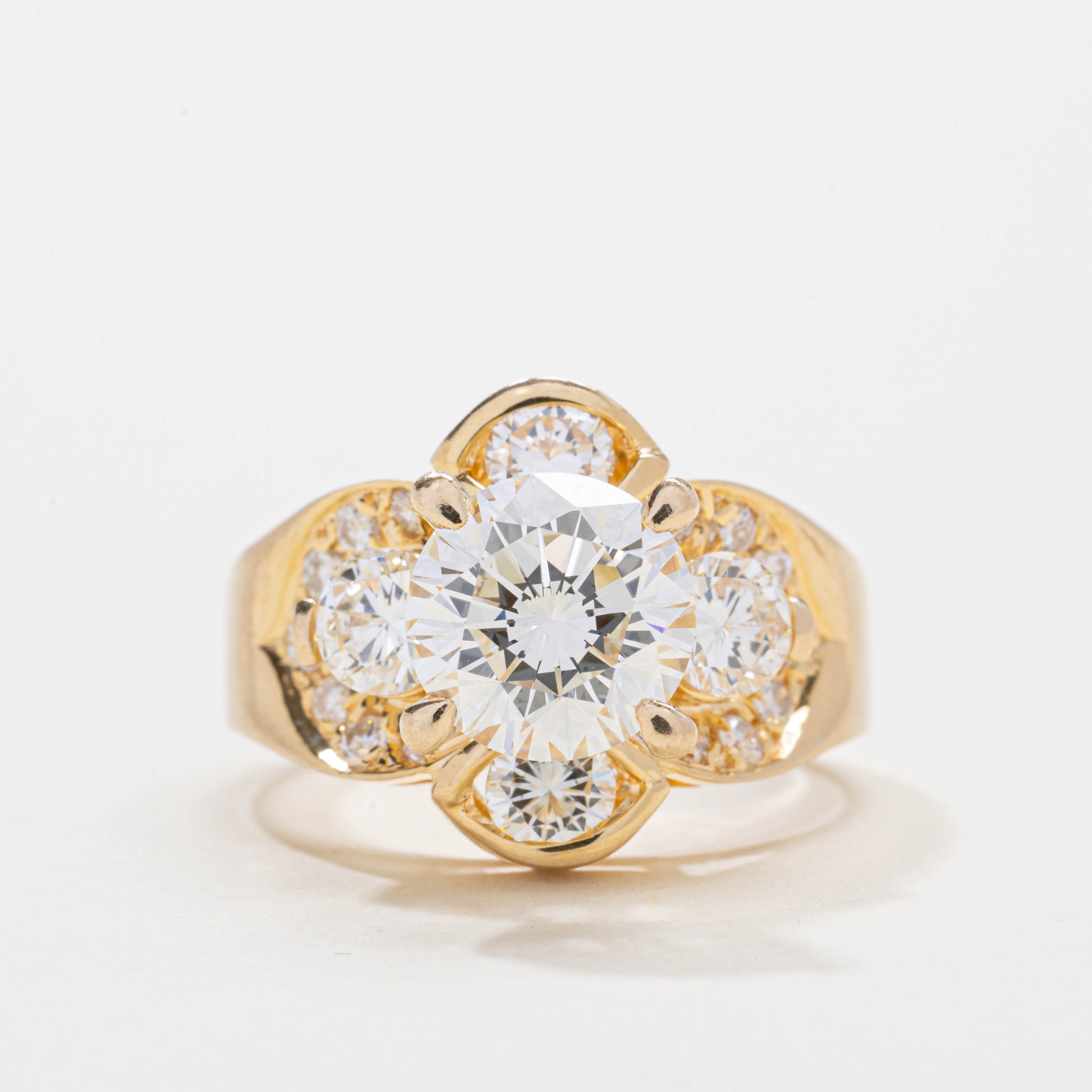 flower ring❤ 18K Diamond Floral Accented Cocktail Ring | 2.18ct VVS1 E/F, 1.30ctw |