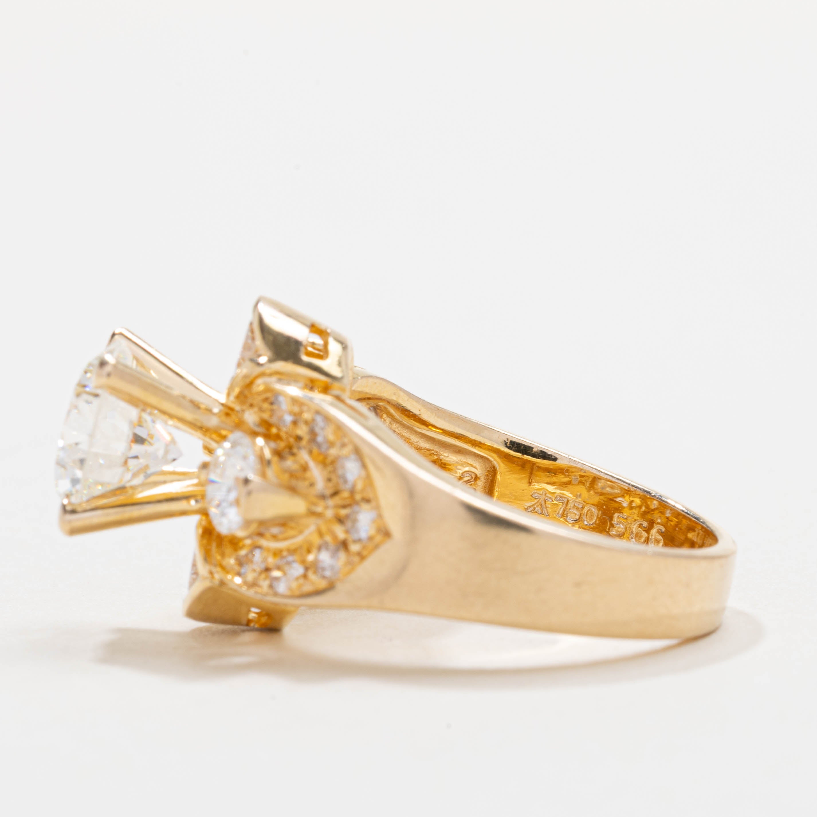 18K Diamond Floral Accented Cocktail Ring | 2.18ct VVS1 E/F, 1.30ctw | SZ 7.0