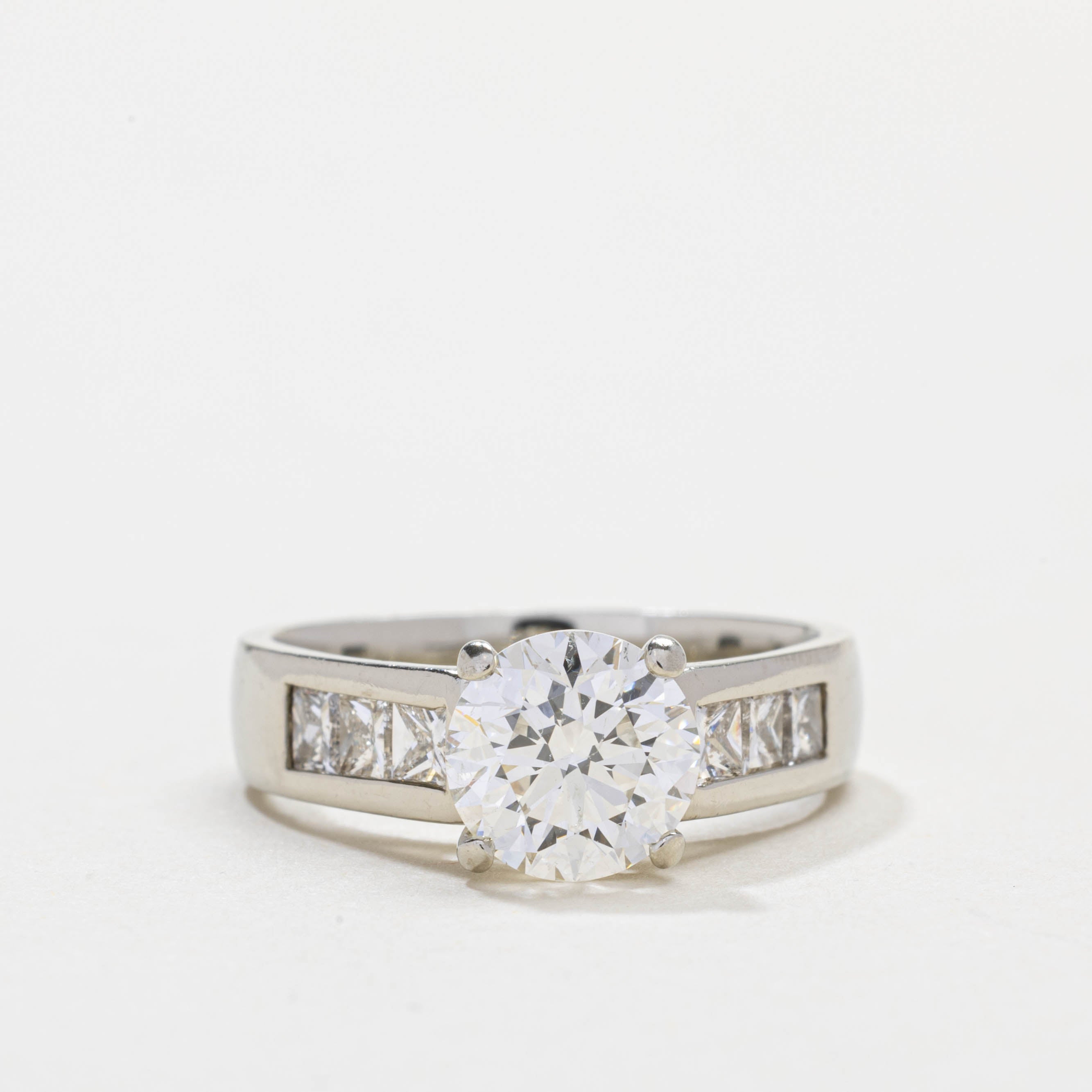 19K White Gold Diamond Accented Ring | 1.54ct SI2 G/H, 0.60ctw | SZ 5.5