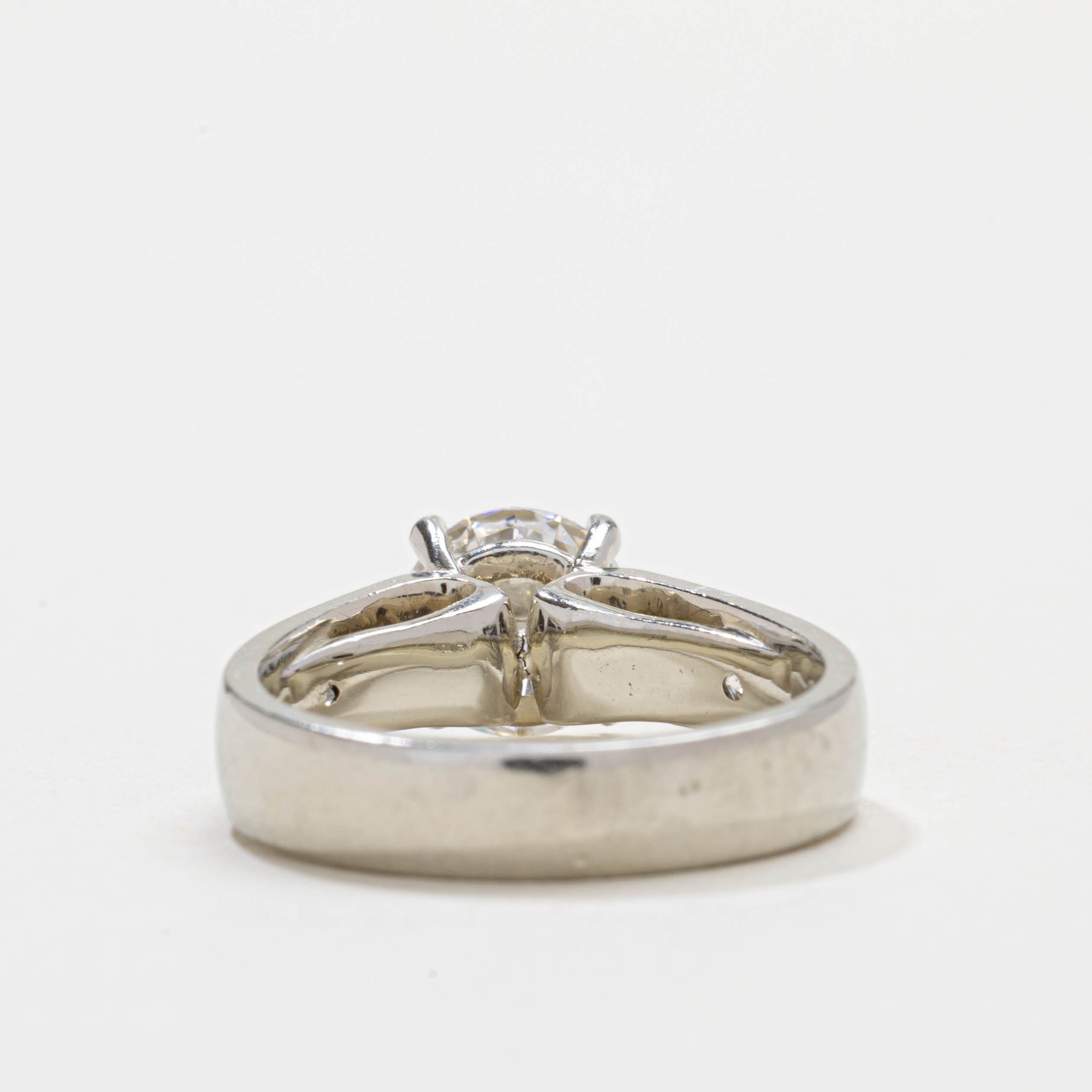19K White Gold Diamond Accented Ring | 1.54ct SI2 G/H, 0.60ctw | SZ 5.5