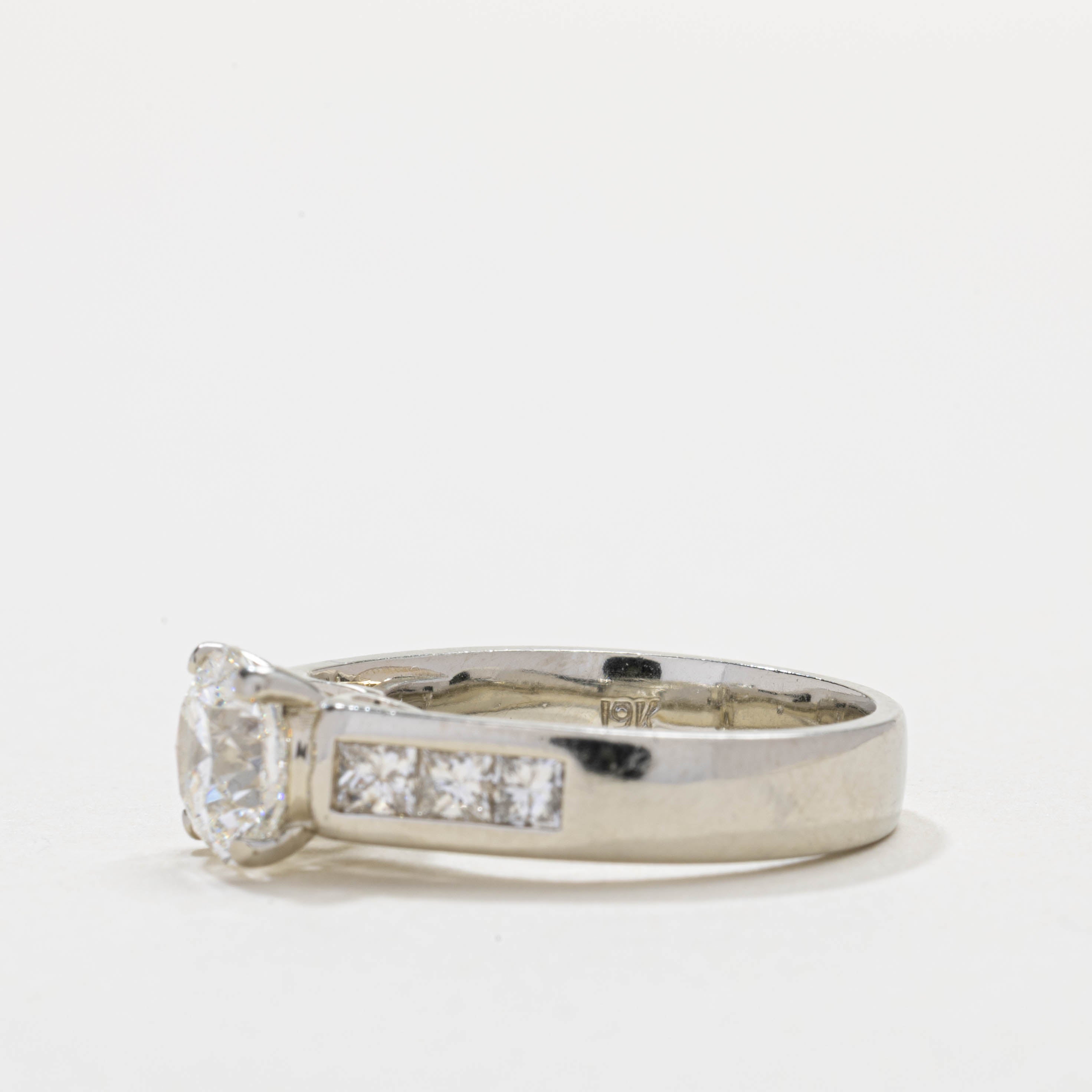 19K White Gold Diamond Accented Ring | 1.54ct SI2 G/H, 0.60ctw | SZ 5.5