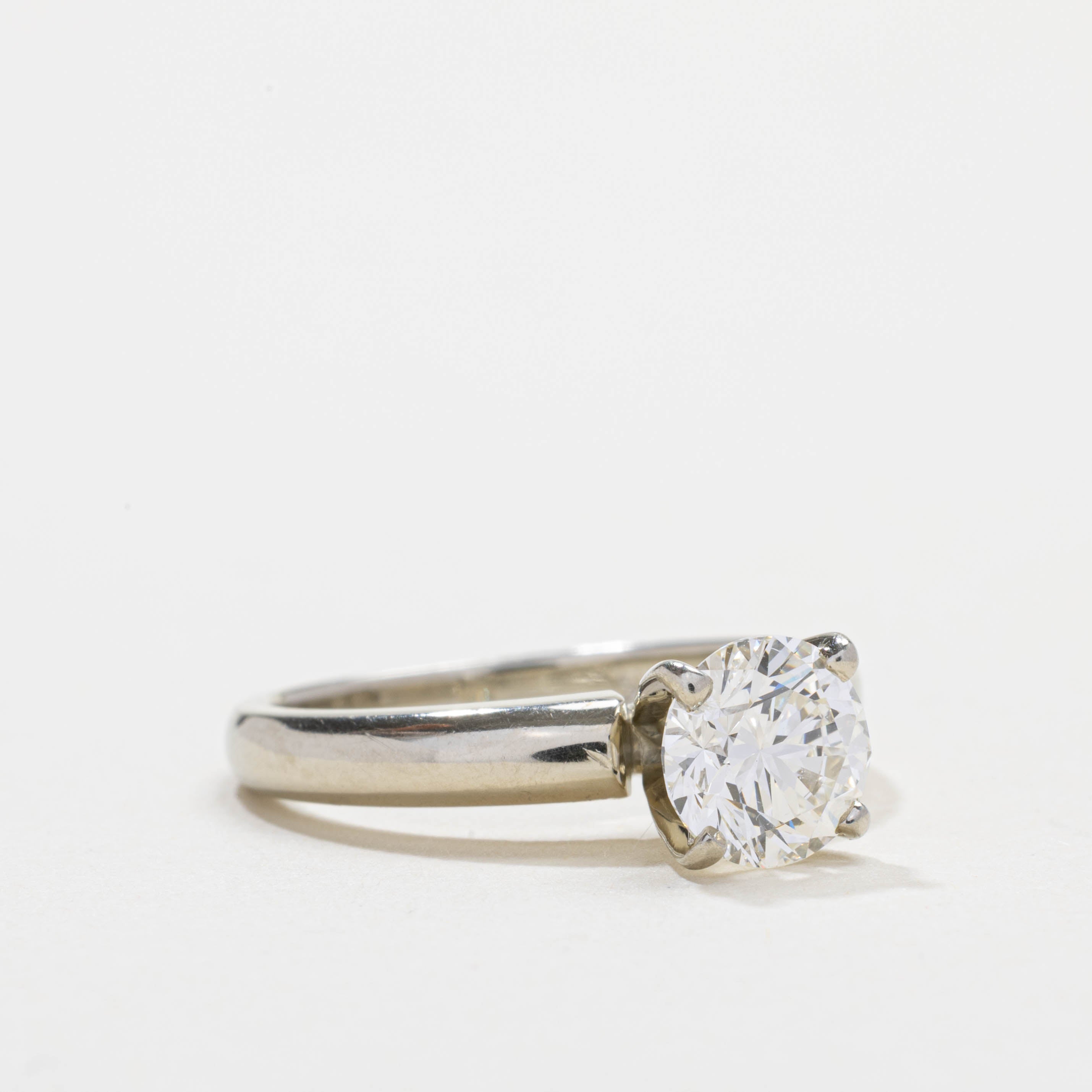 Bague solitaire en or blanc 19 carats avec diamant | 1,19 ct VS1 I/J | Taille 5,5