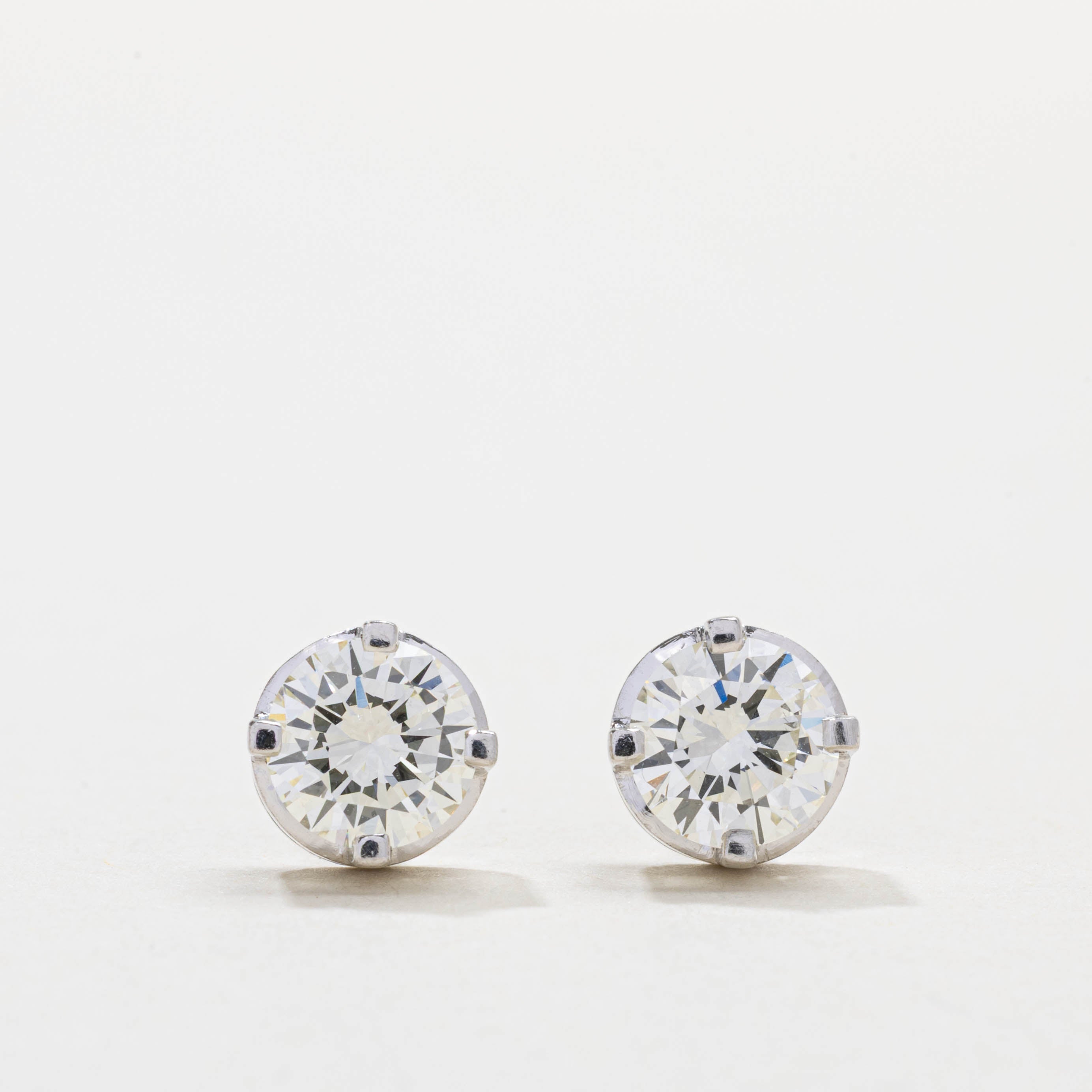 Platinum Solitaire Diamond Stud Earrings | 2.26ctw VS1/VS2 K/L