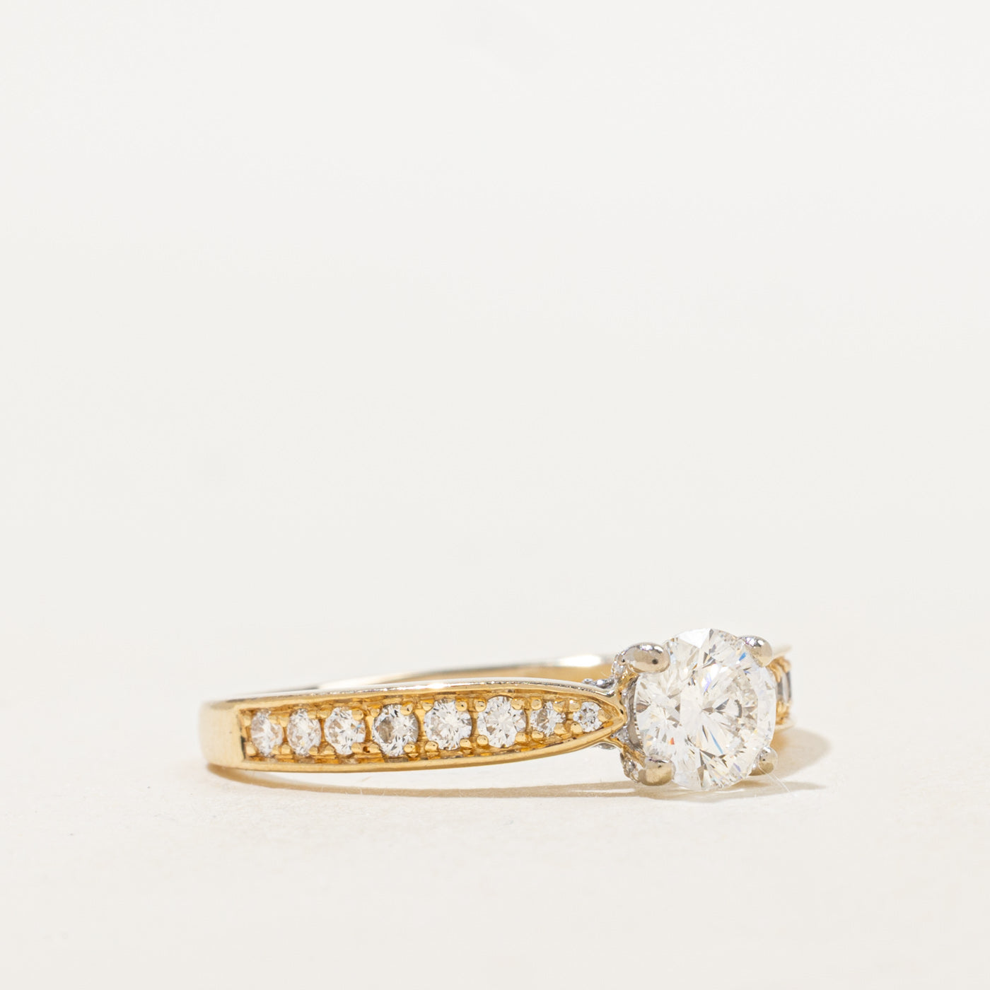 Canadian Diamond Cathedral Engagement Ring | 0.70ct SI2 E Ex, 0.40ctw | SZ 7.75