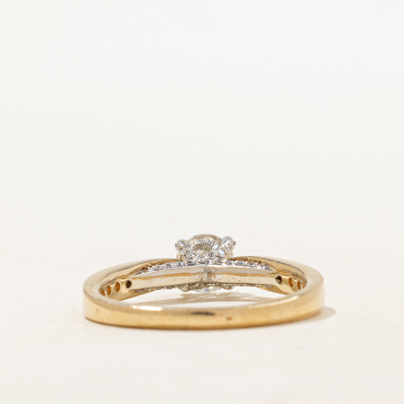 Canadian Diamond Cathedral Engagement Ring | 0.70ct SI2 E Ex, 0.40ctw | SZ 7.75