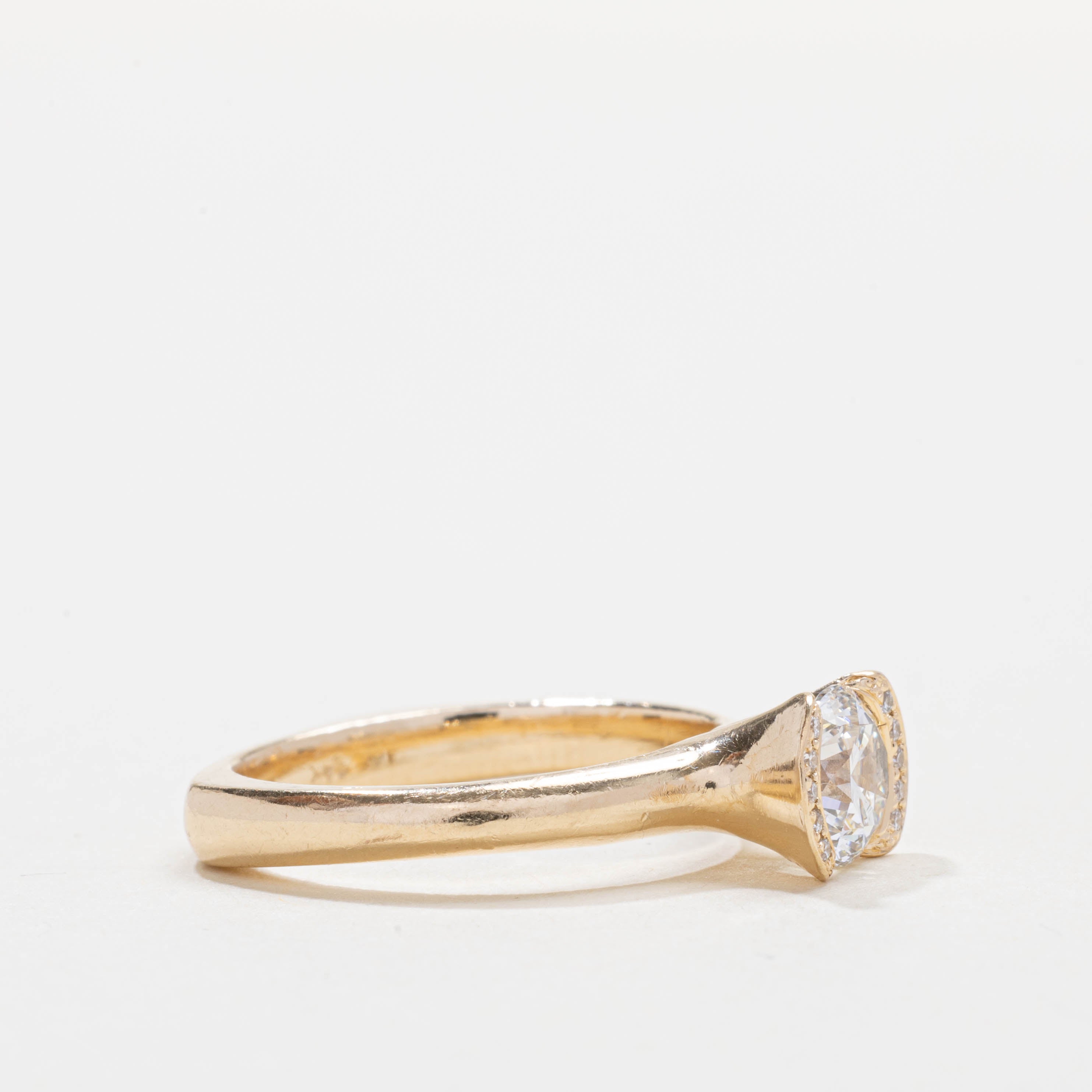 14K EGL Diamond Semi Halo Ring | 0.91ct SI1 I/J, 0.05ctw | SZ 6.5