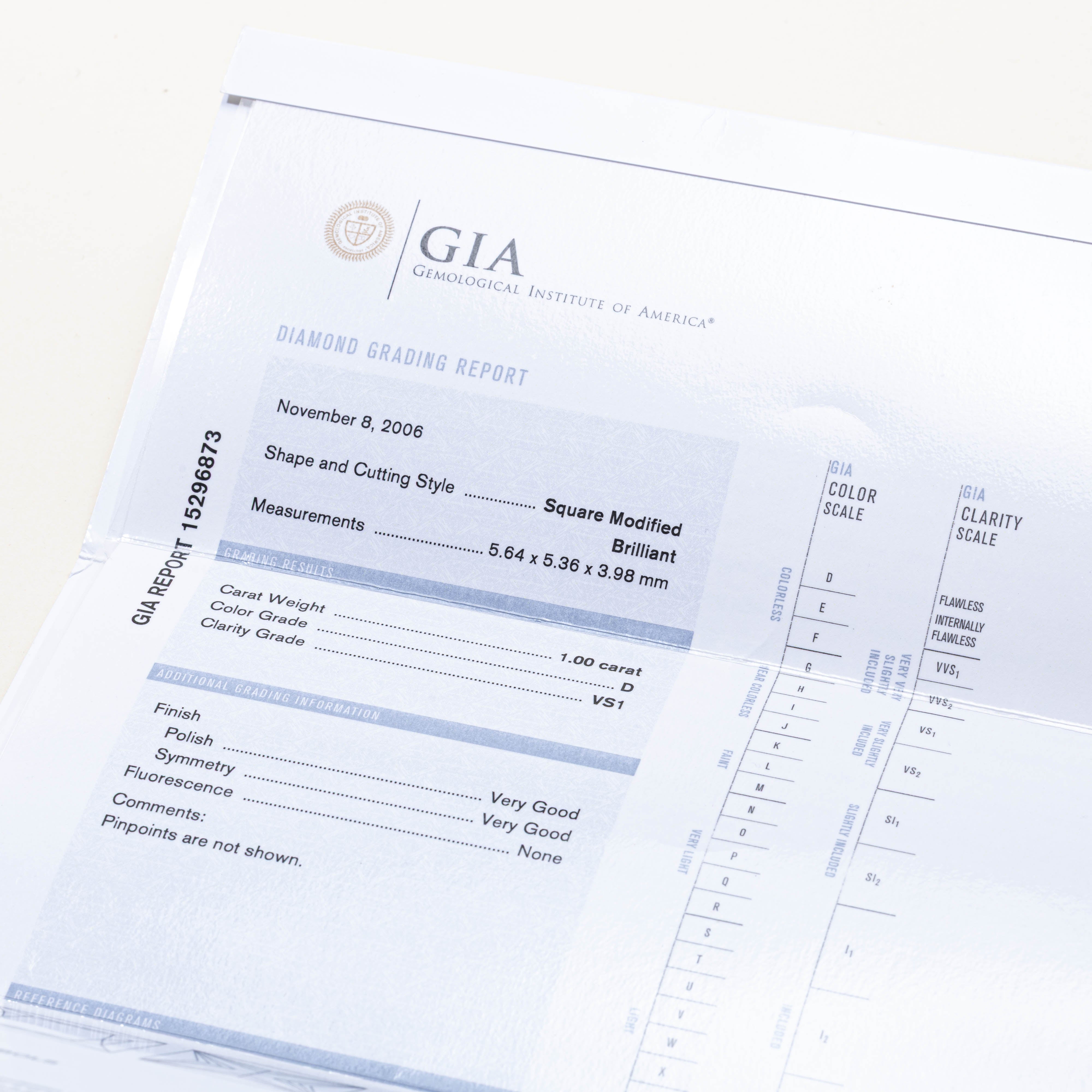 Alliance en diamant taille princesse certifiée GIA | 1,0 ct VS1 D, 1,14 ct au total | Taille 5,0